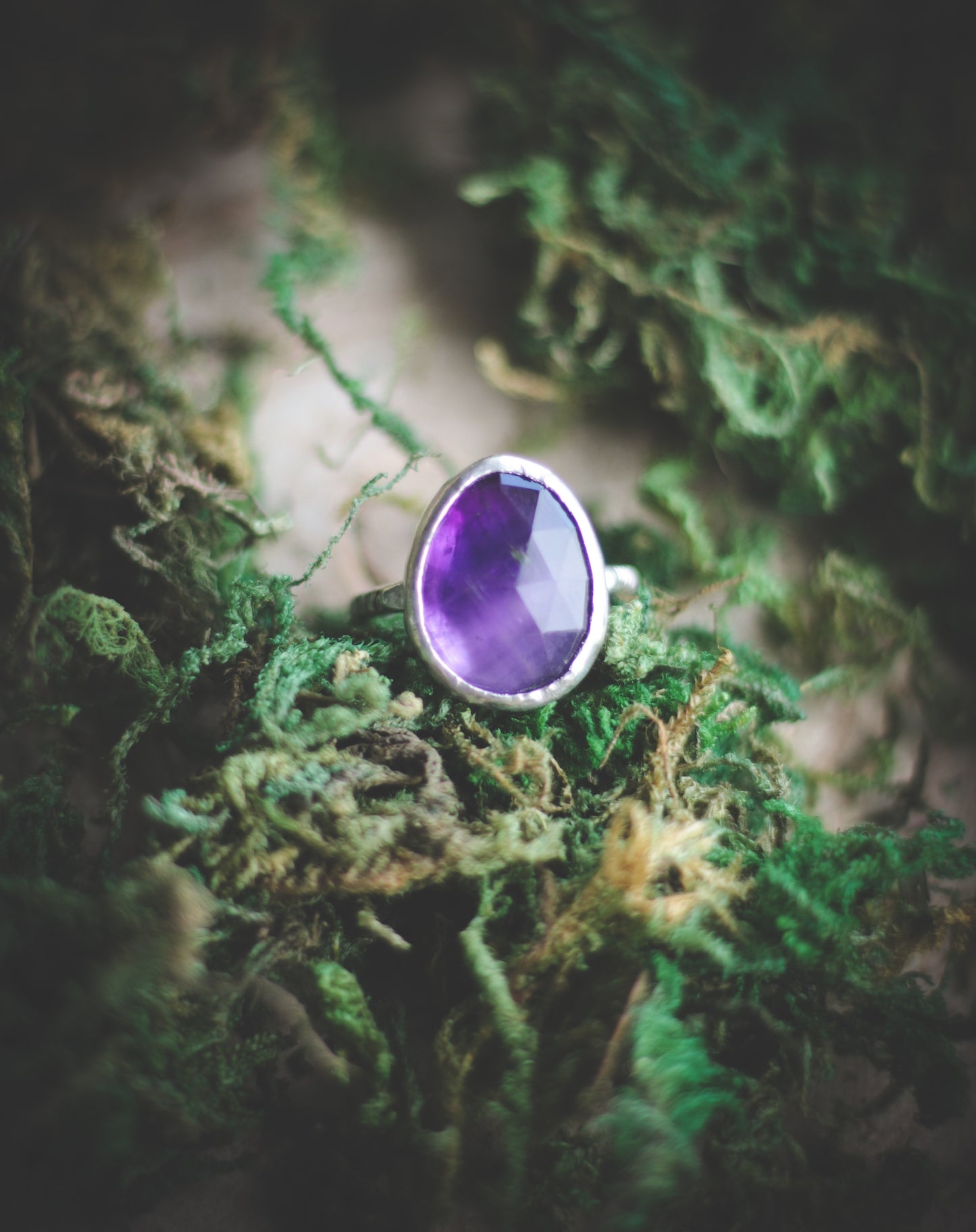 Amethyst Ring - UK size L US size 5 3/4