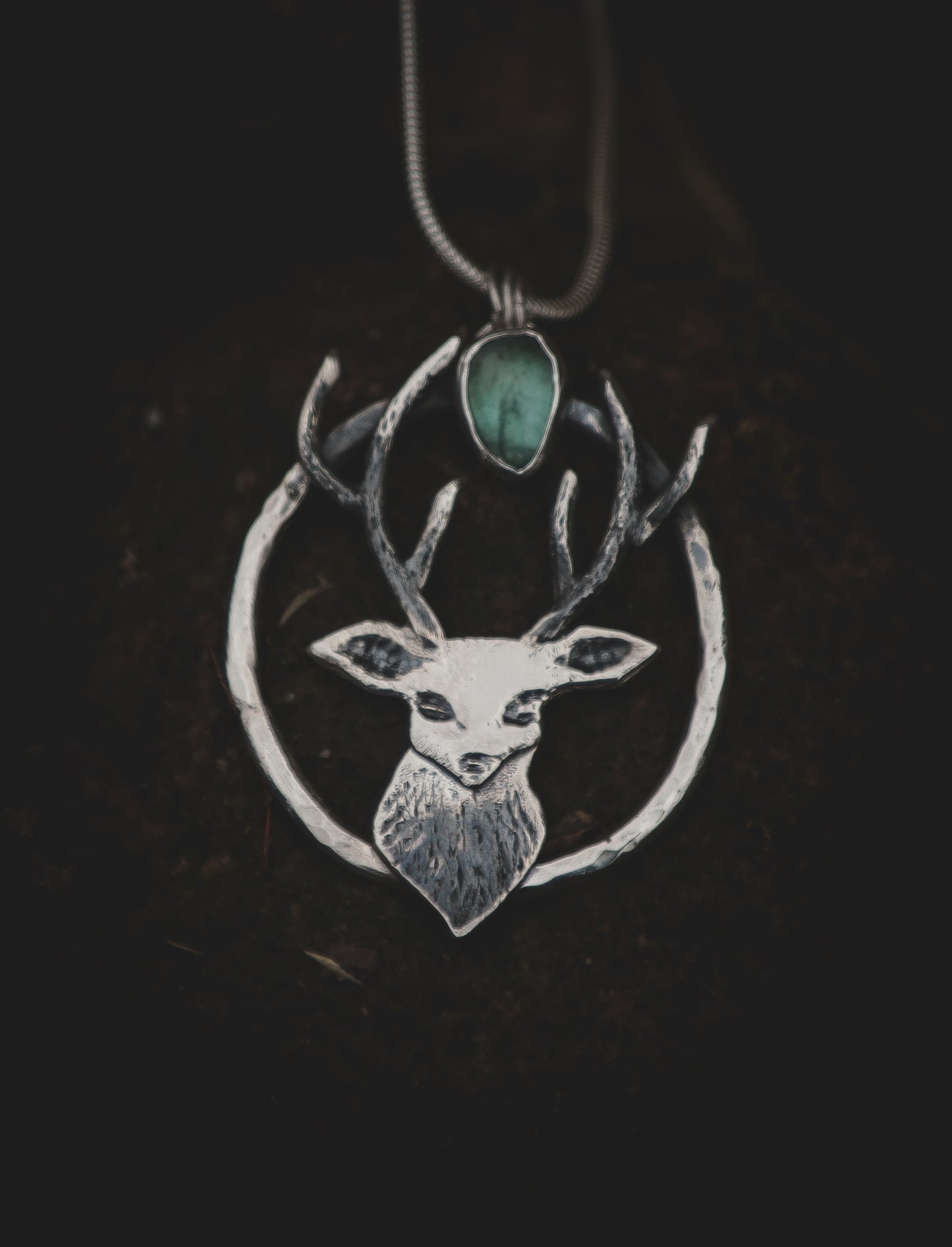 Stag necklace with Fluorite.