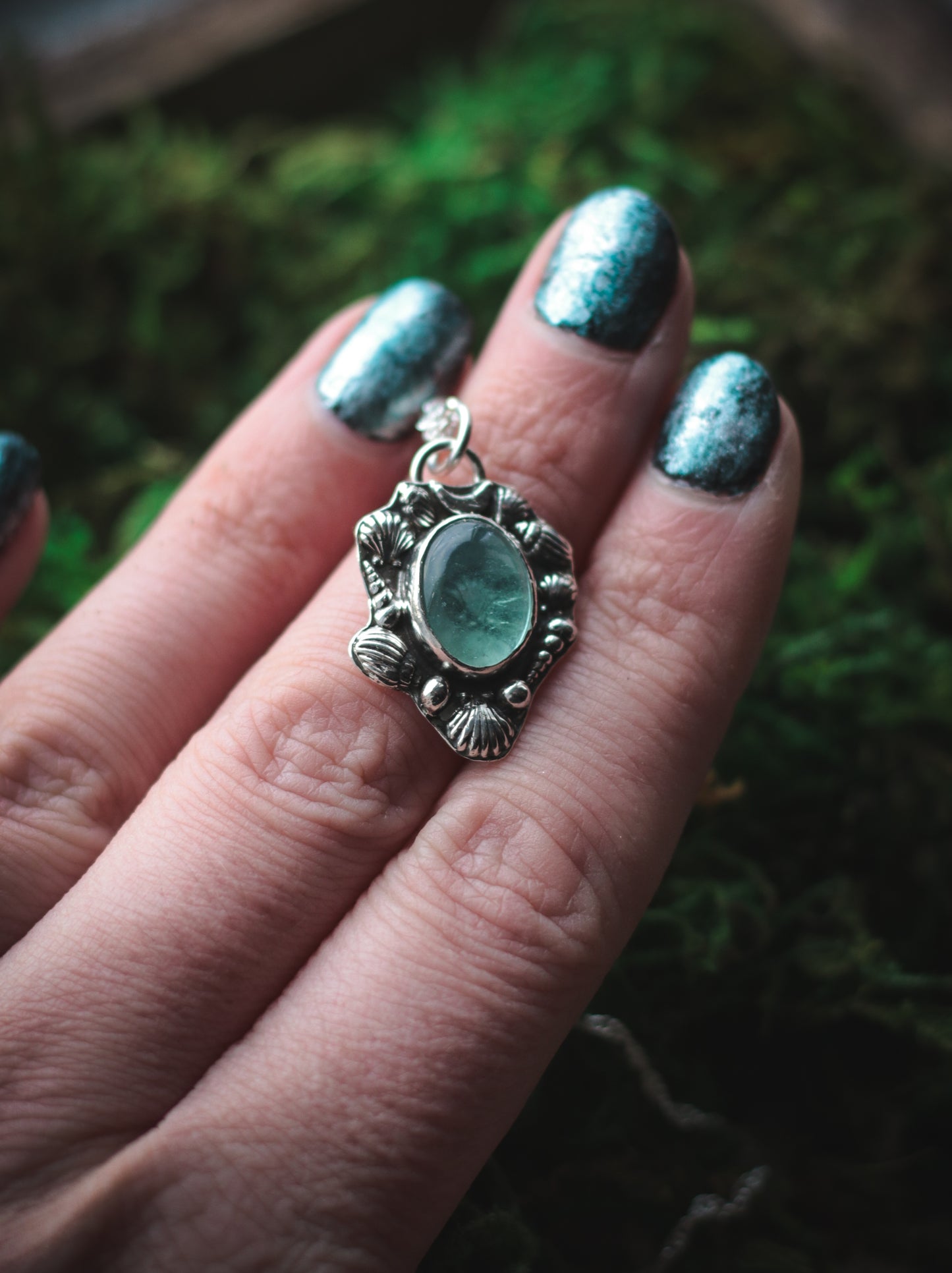 Hidden Seashell necklace with Fluorite.