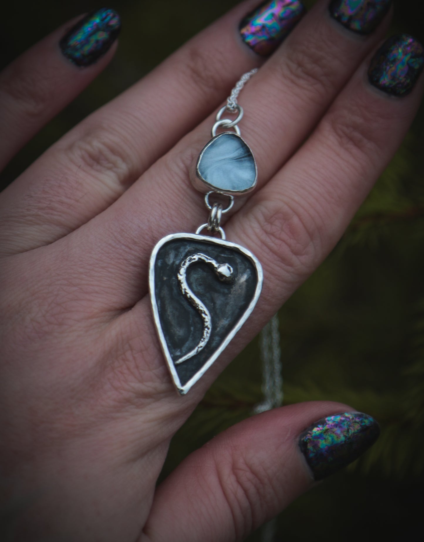 Snake necklace with Mother of Pearl