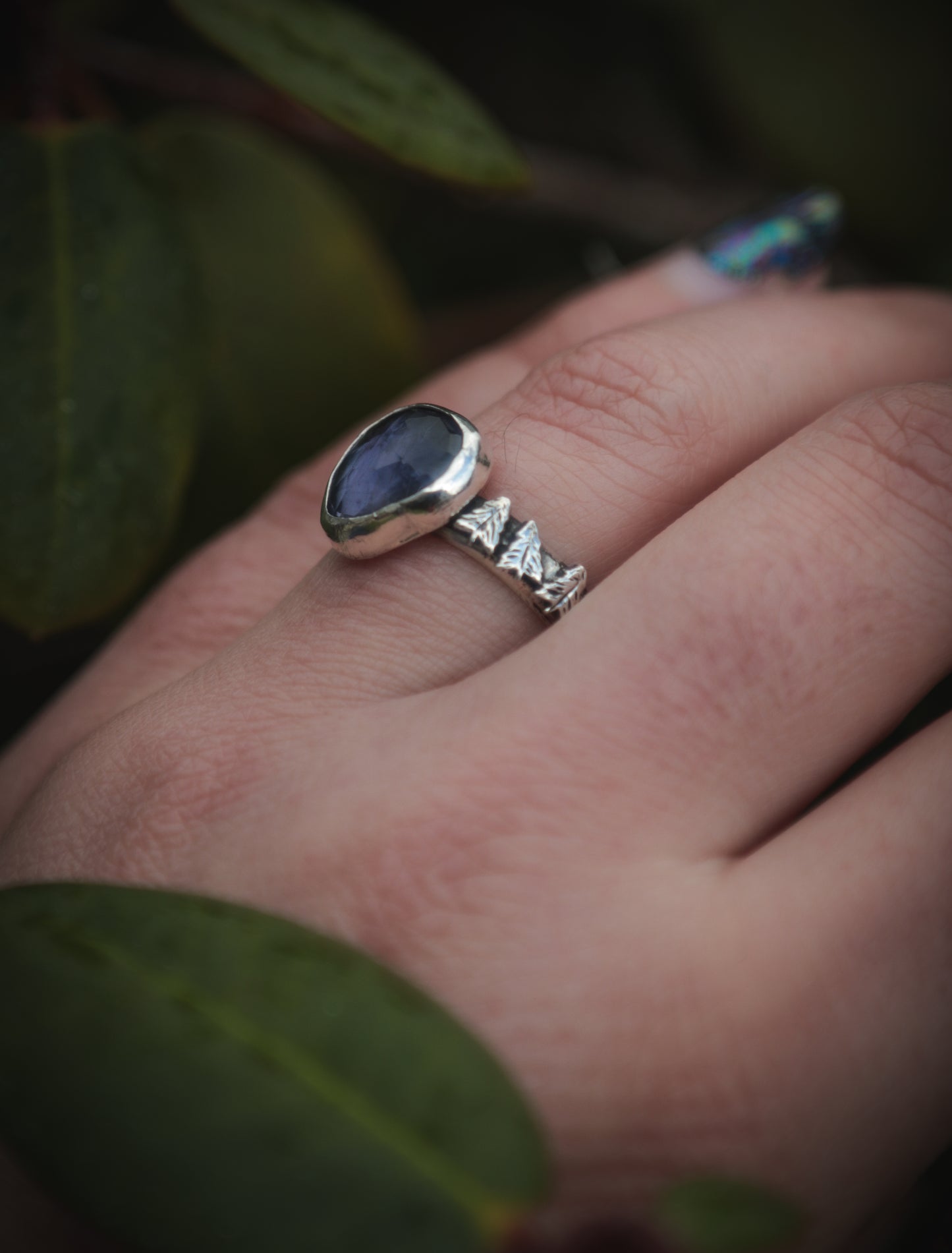 Iolite tree ring. UK size N 1/2 -US 7