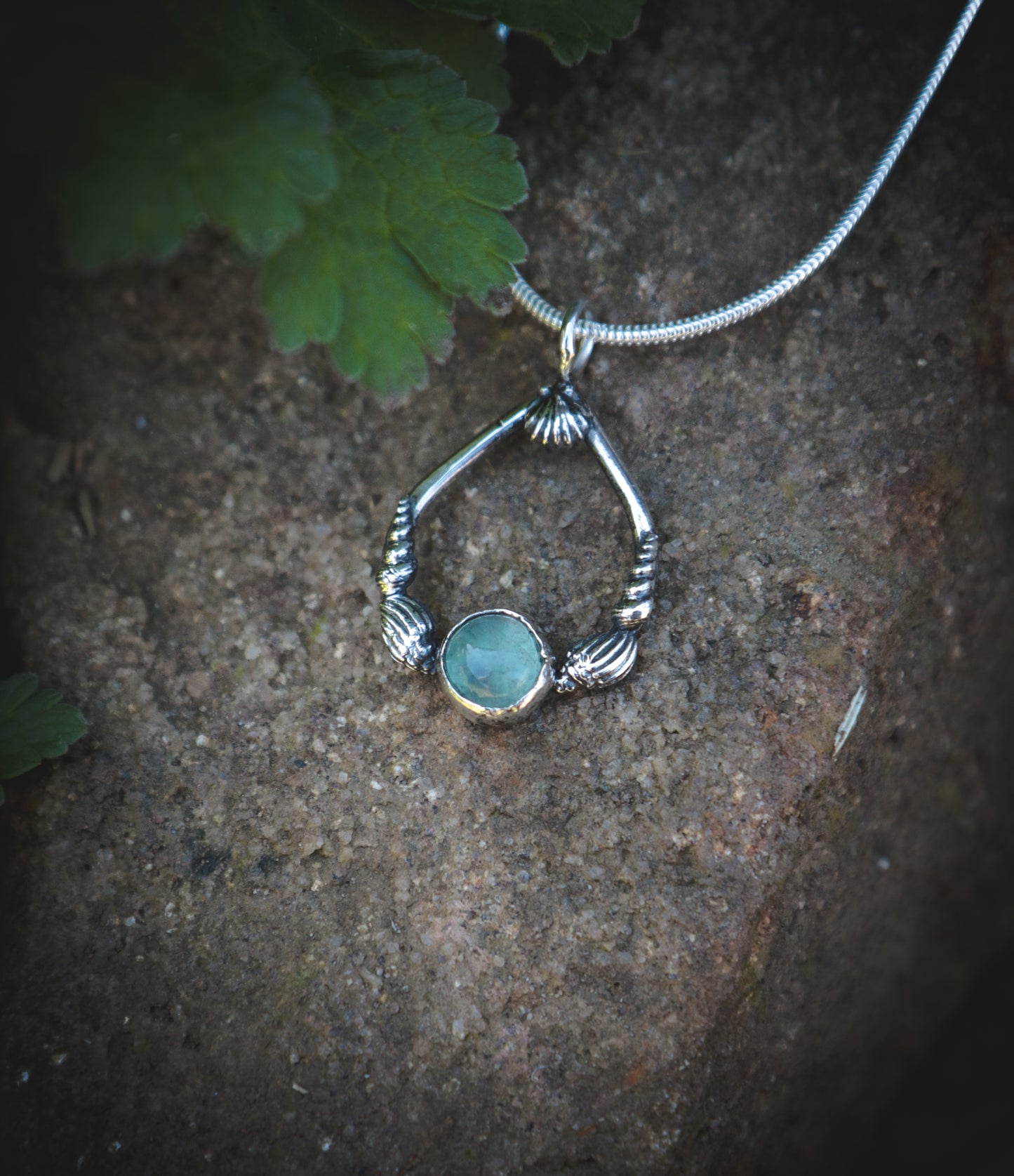 Seashell necklace with Fluorite.