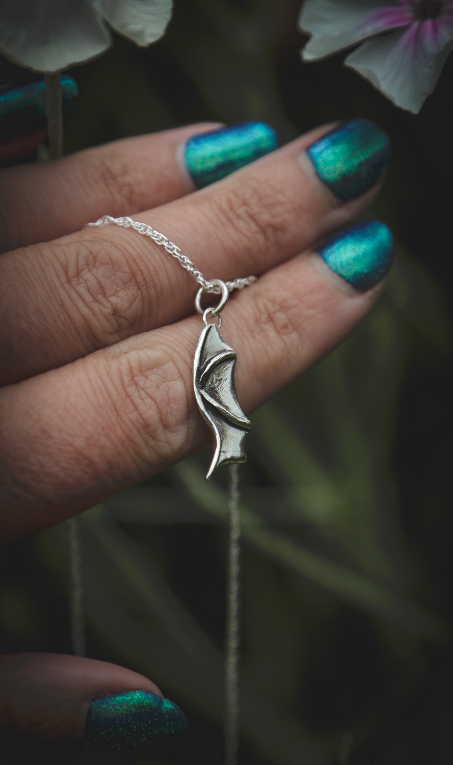 Silver Dragon wing necklace