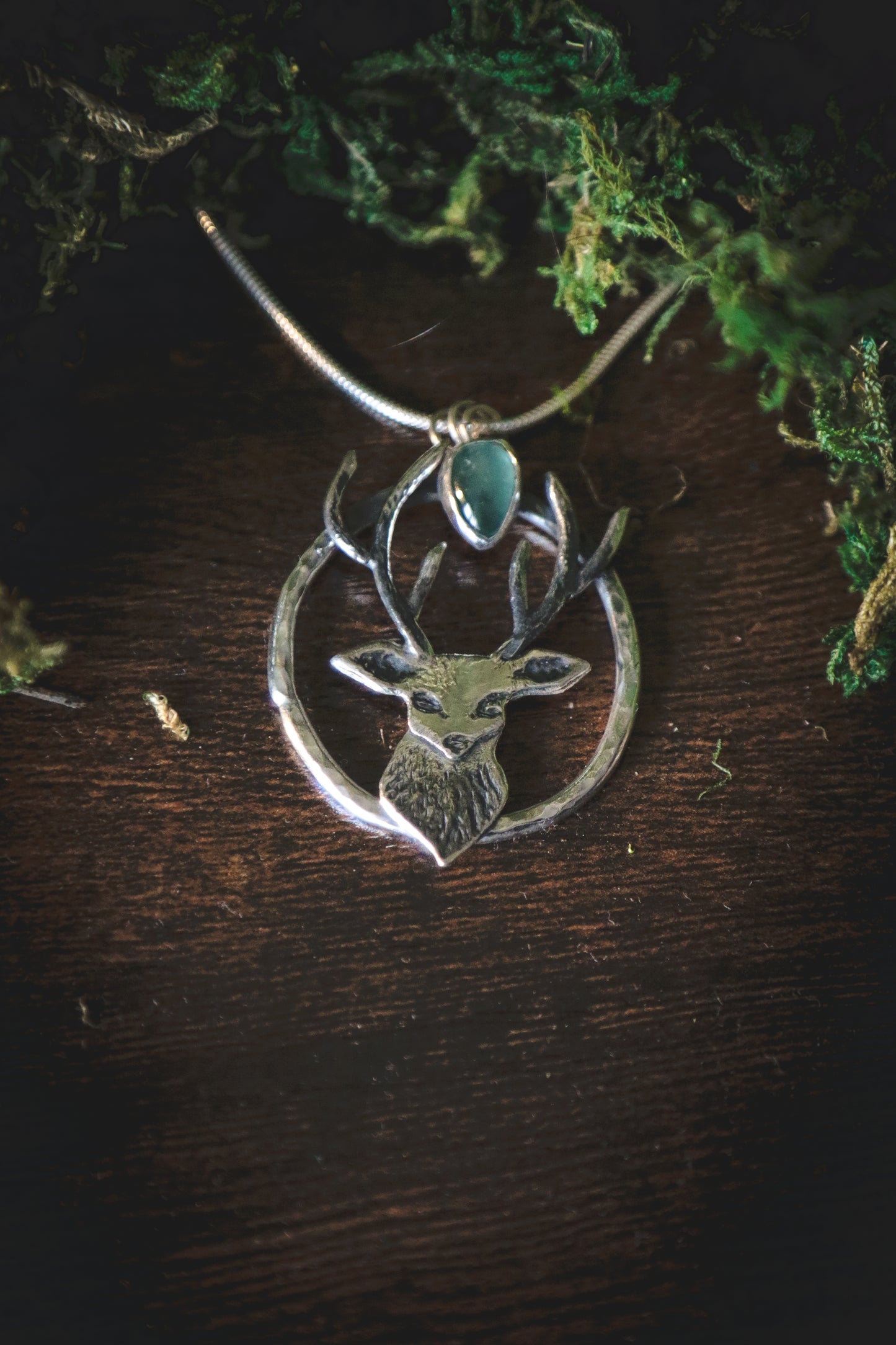 Stag necklace with Fluorite.