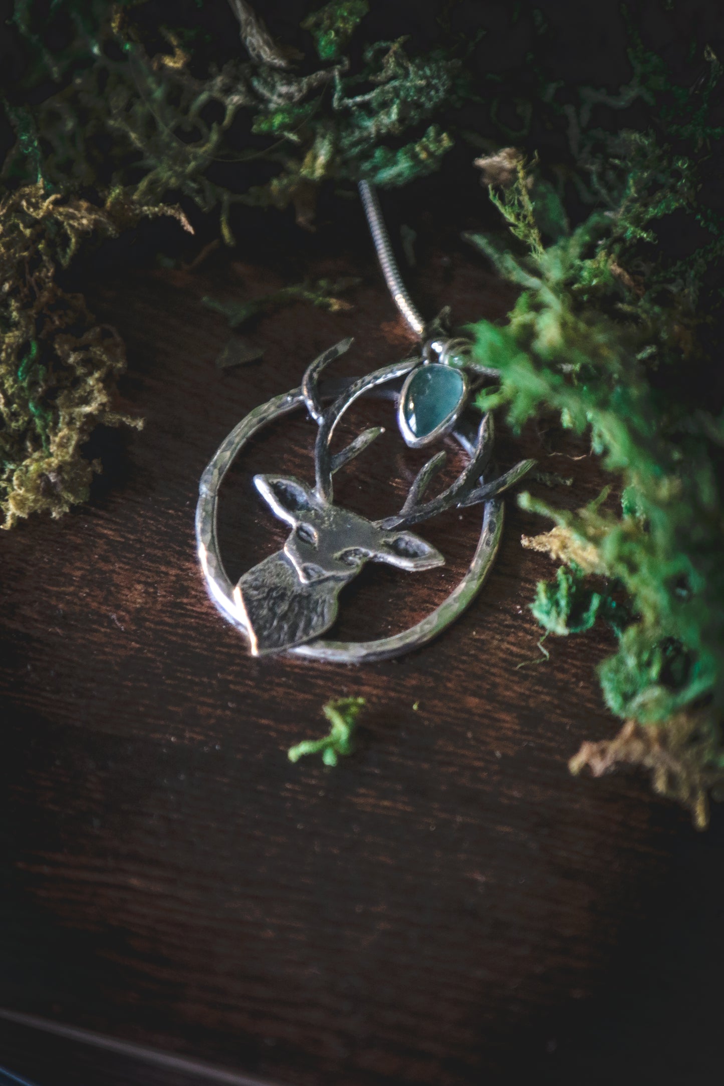 Stag necklace with Fluorite.