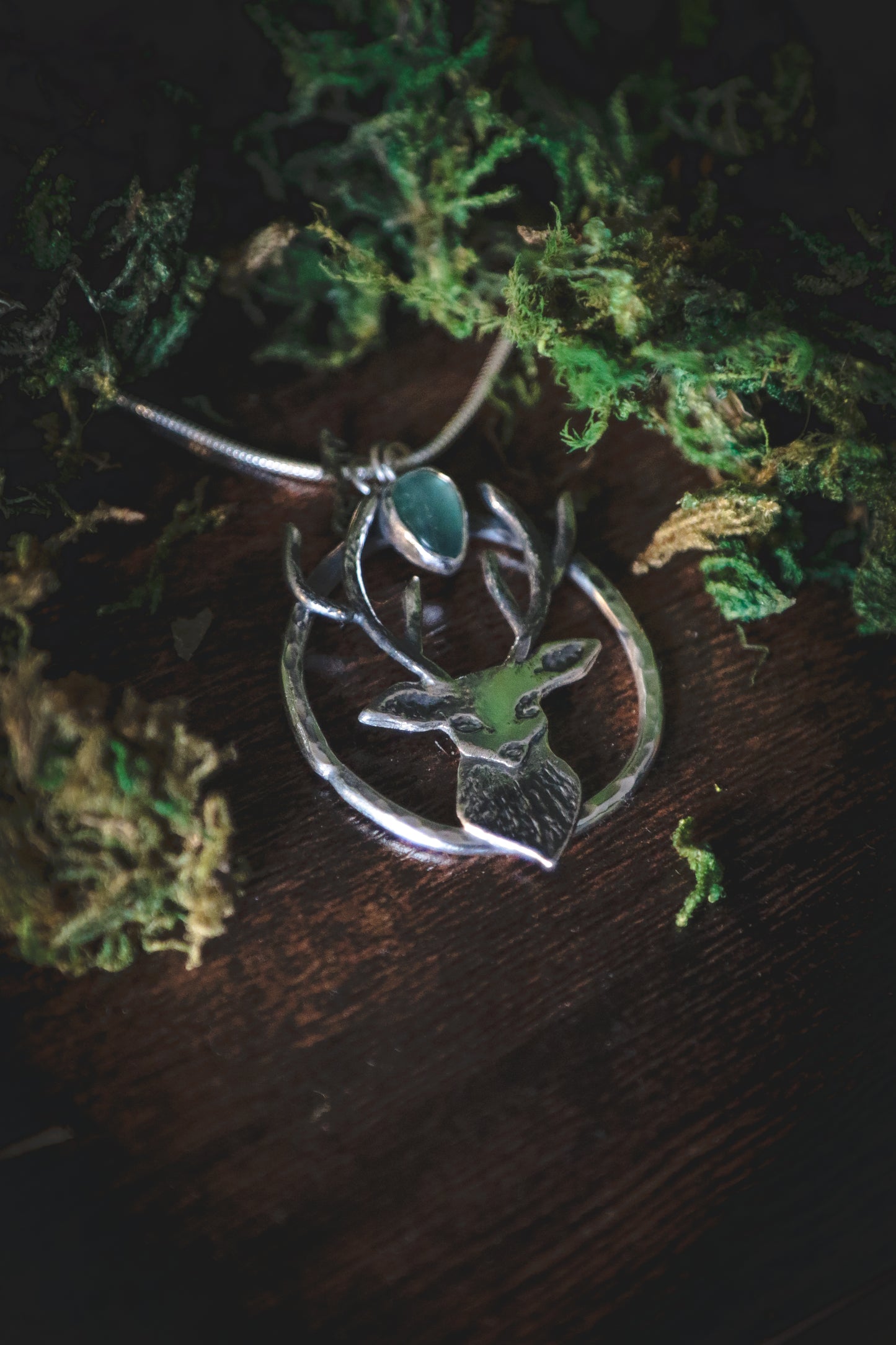 Stag necklace with Fluorite.