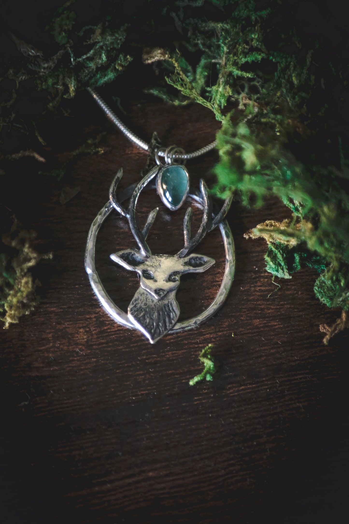 Stag necklace with Fluorite.