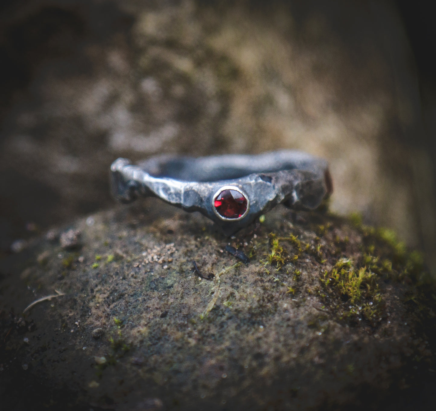 Rustic Garnet ring. UK size N - US size 6 3/4