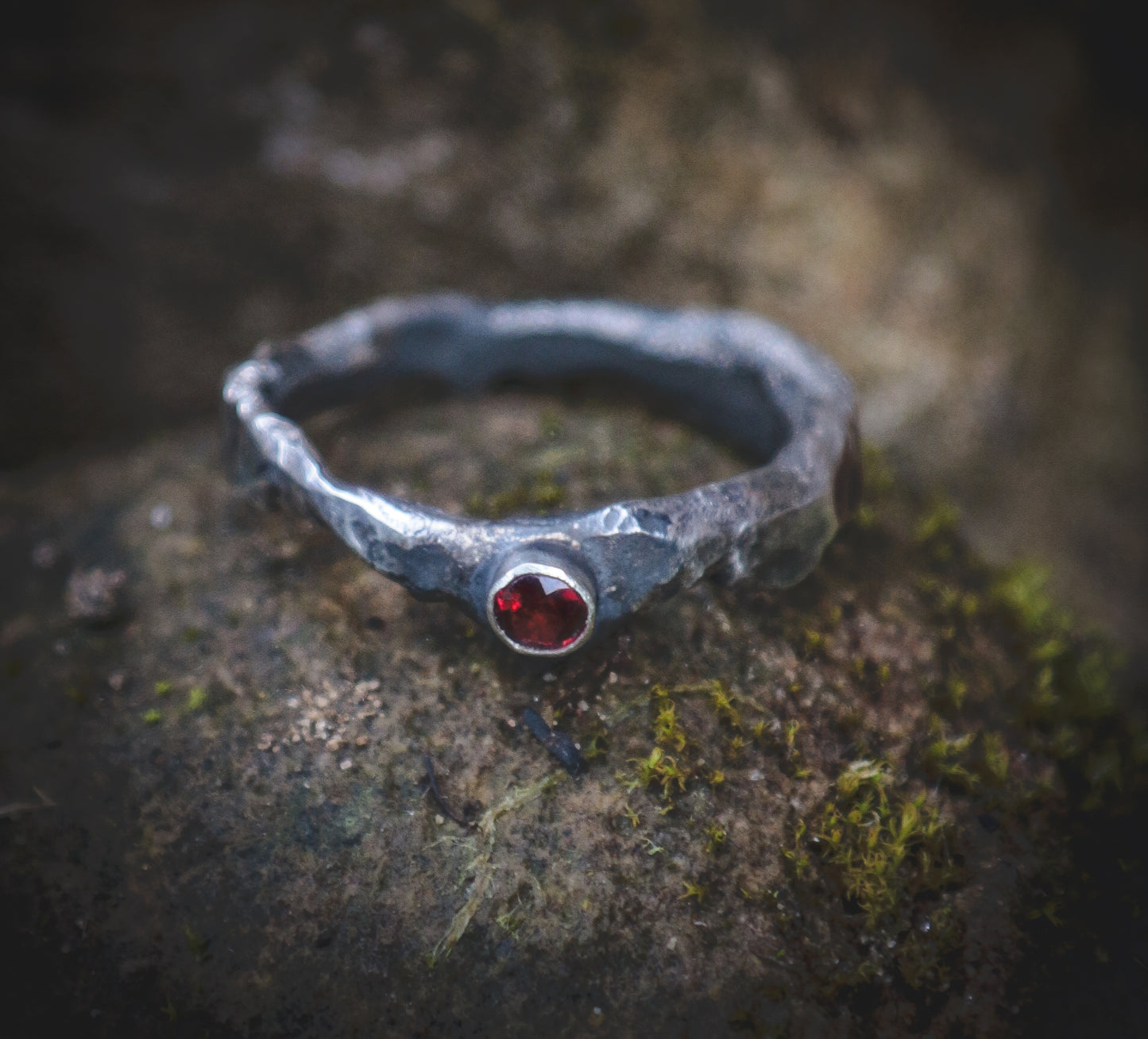 Rustic Garnet ring. UK size N - US size 6 3/4