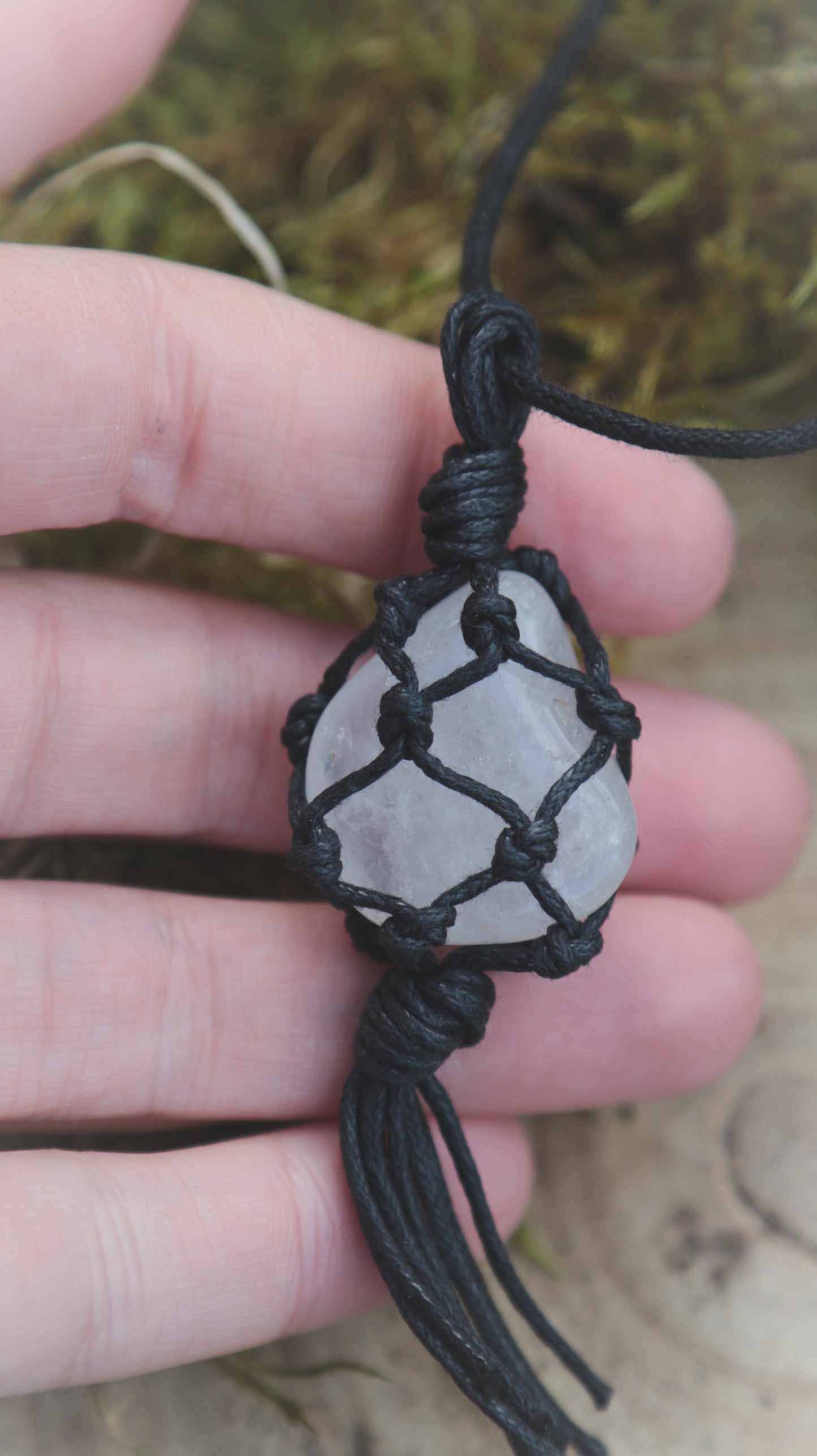 Quartz crystal necklace.