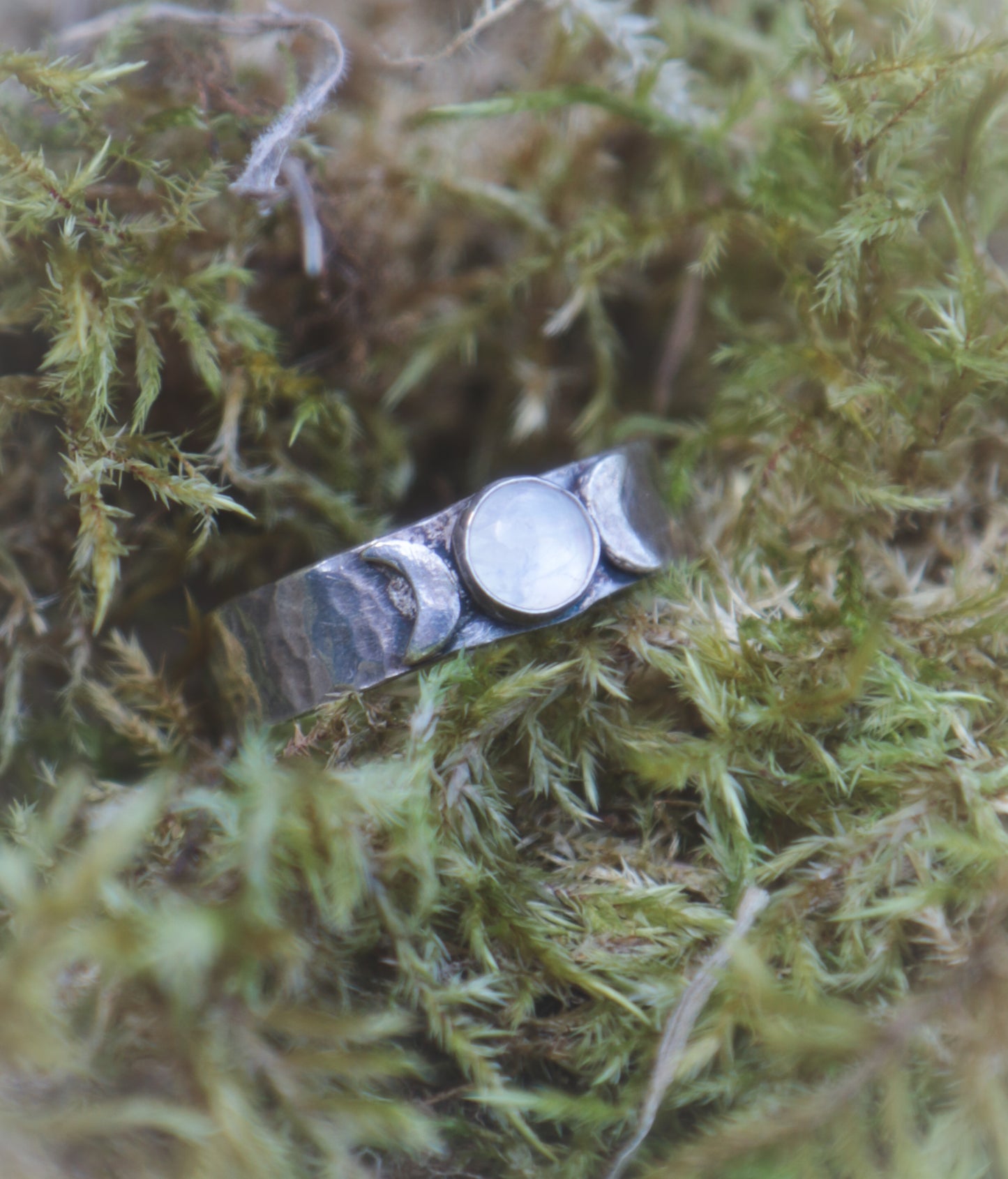 Moonstone triple moon ring. Various sizes.