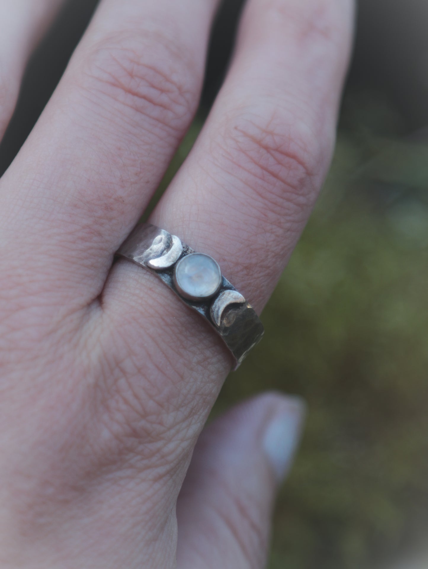 Moonstone triple moon ring. Various sizes.