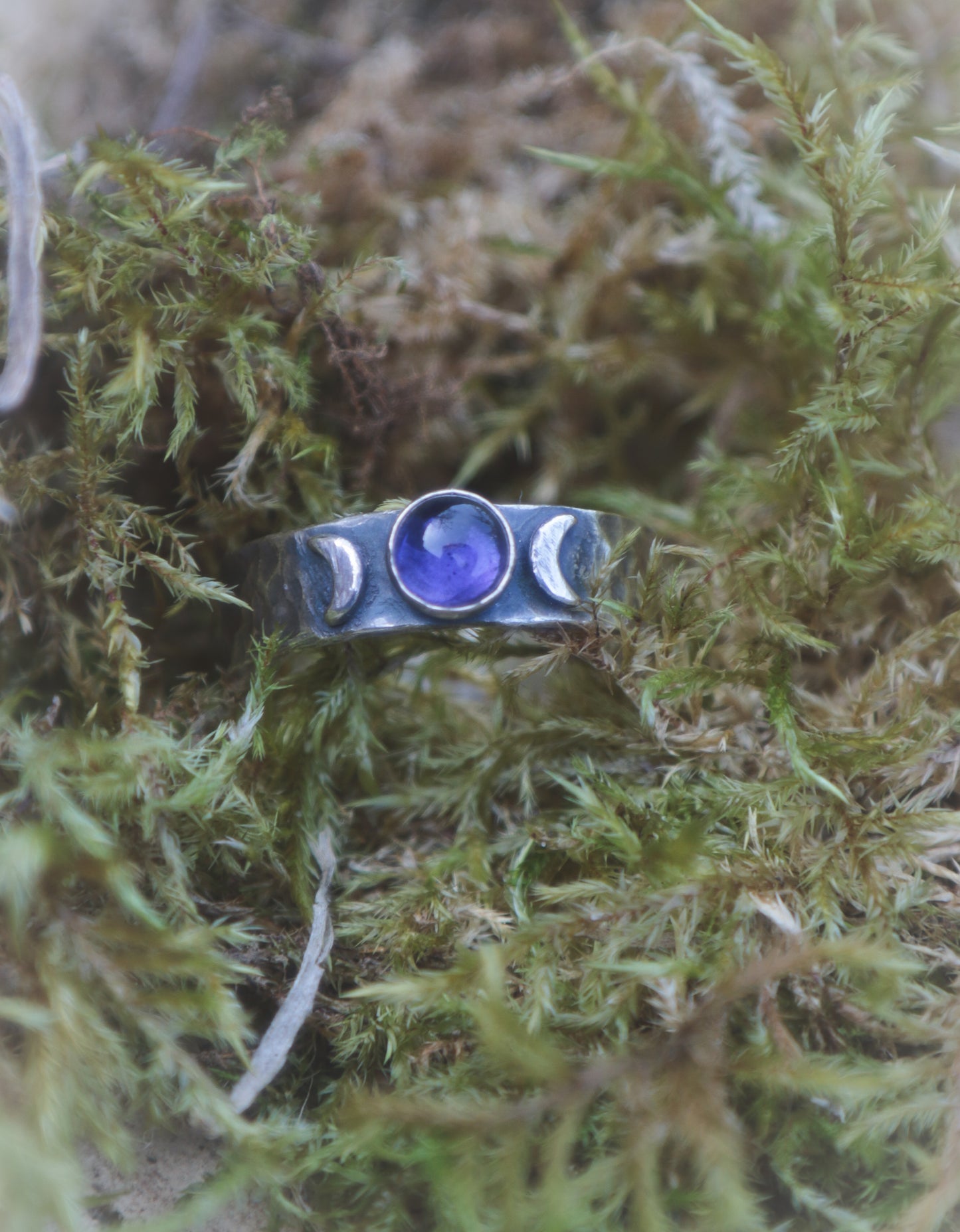 Iolite triple moon ring. Various sizes.
