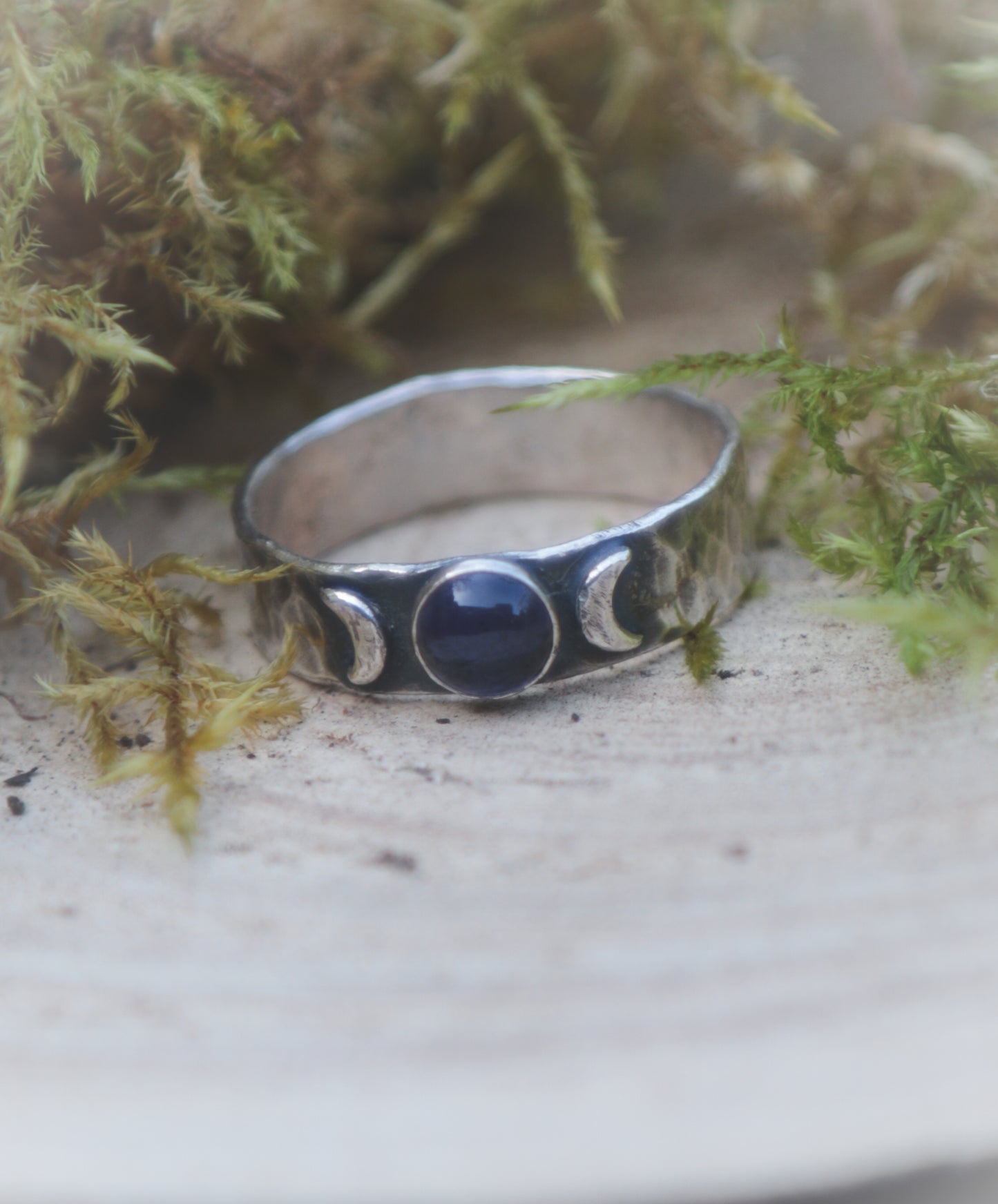 Iolite triple moon ring. Various sizes.