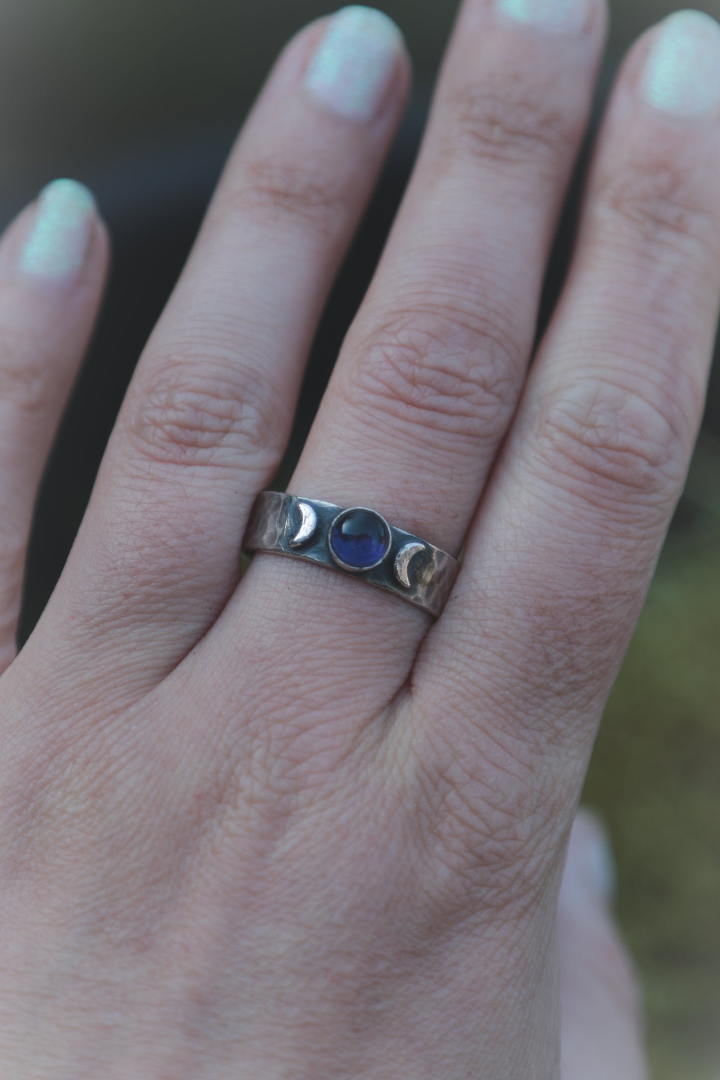 Iolite triple moon ring. Various sizes.