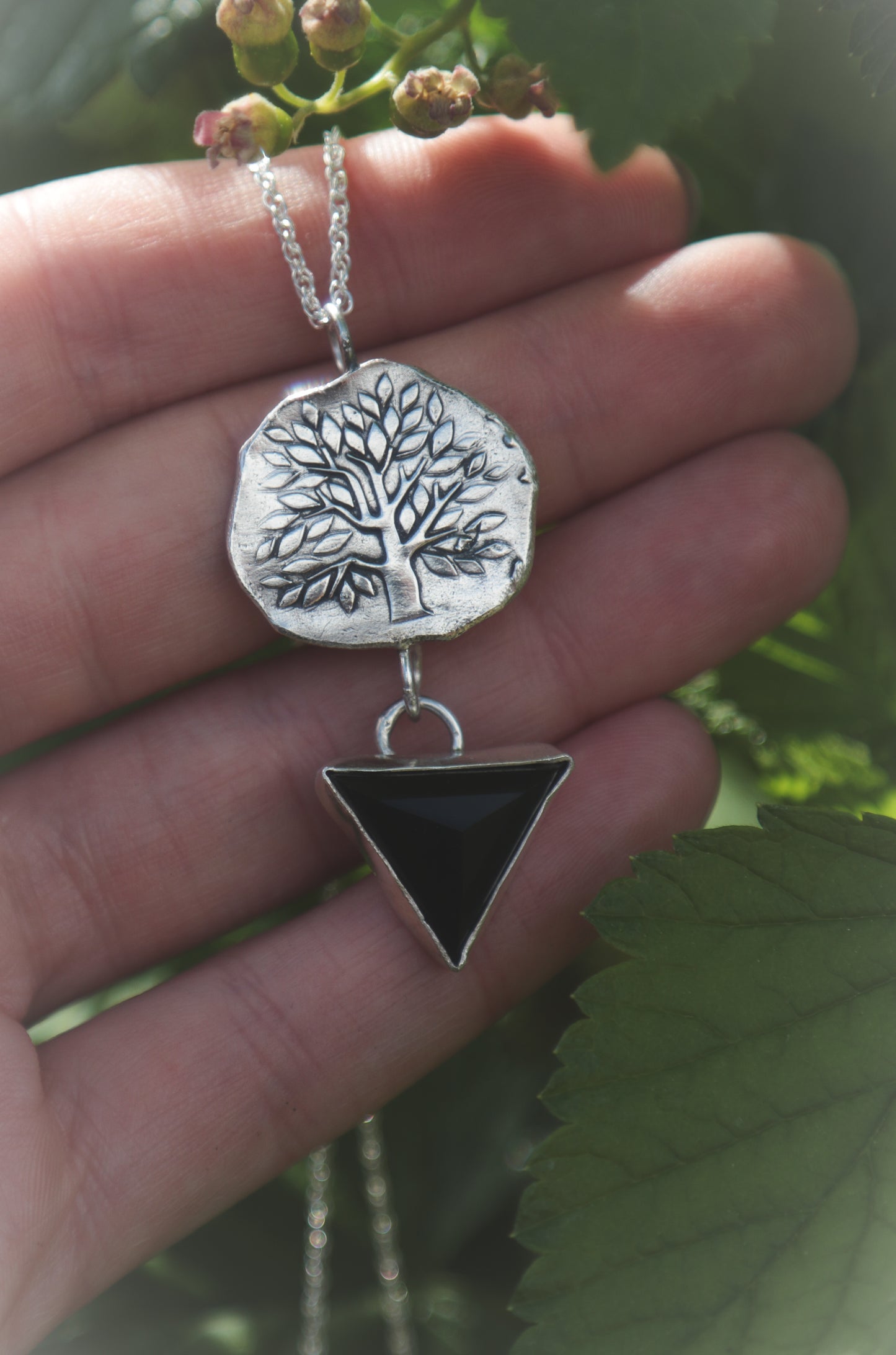 Tree of life necklace with Black Onyx