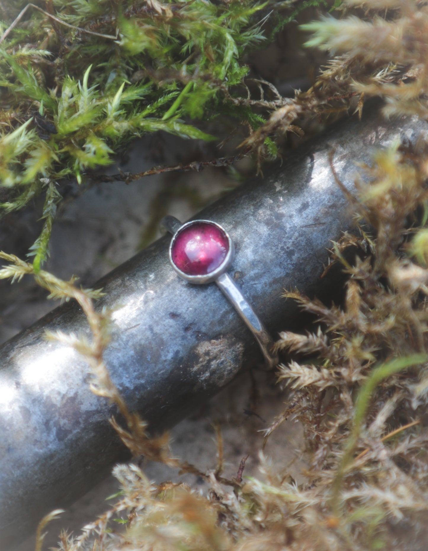 Garnet stacker ring. UK size K 1/2 - US size 5 1/2