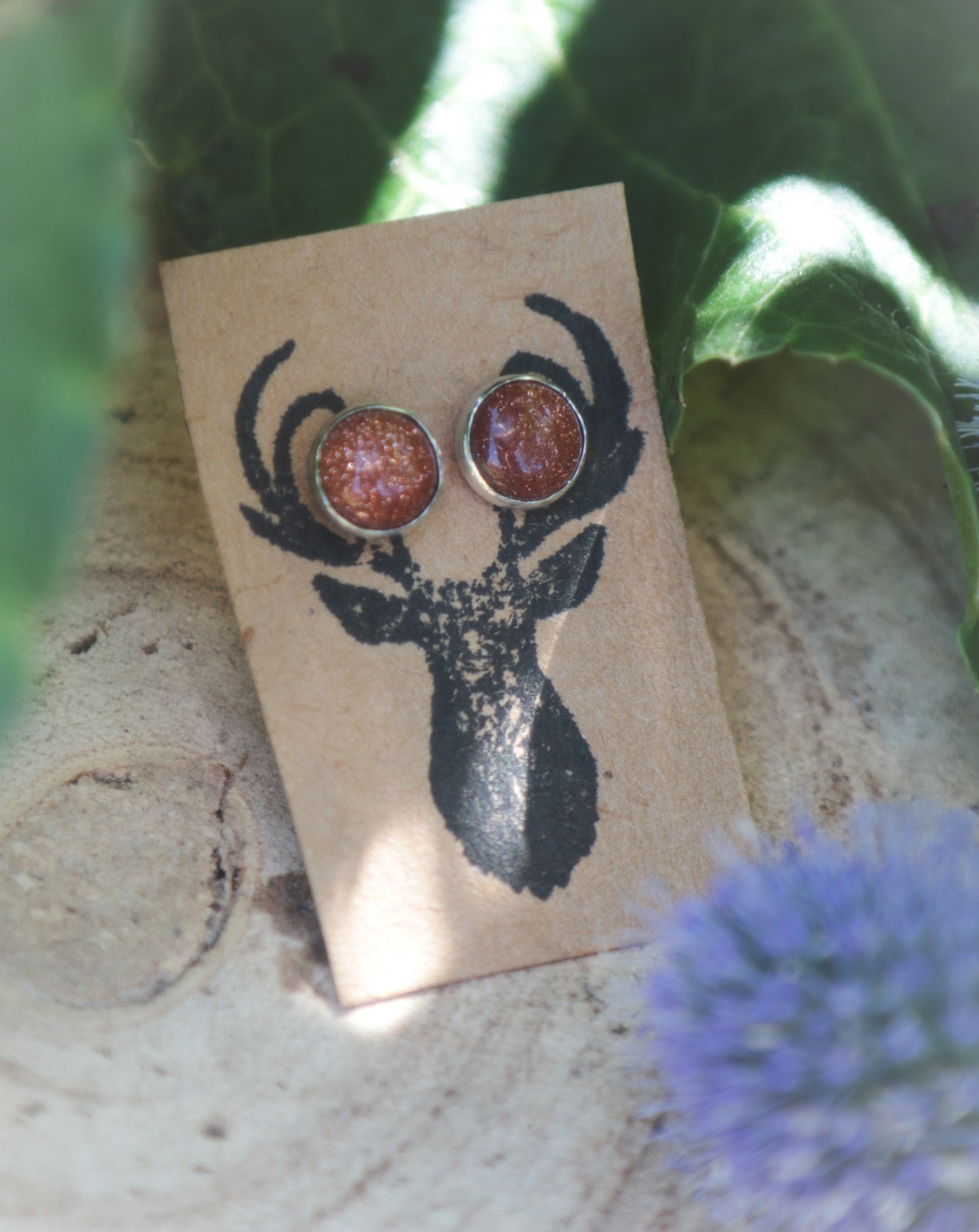 Goldstone stud earrings 6mm