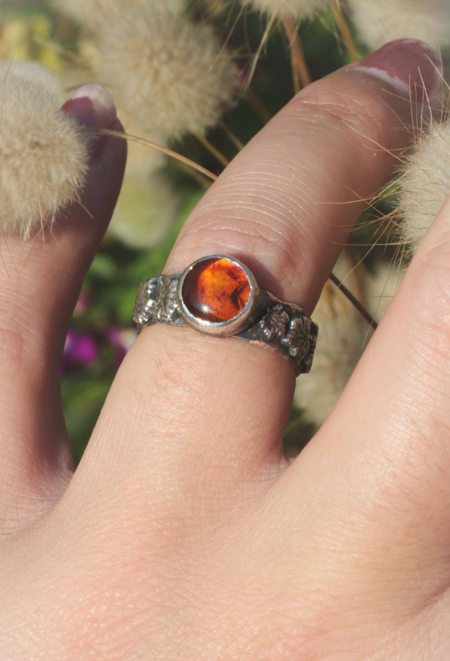 Autumn Amber ring. UK size N - US size 6 3/4