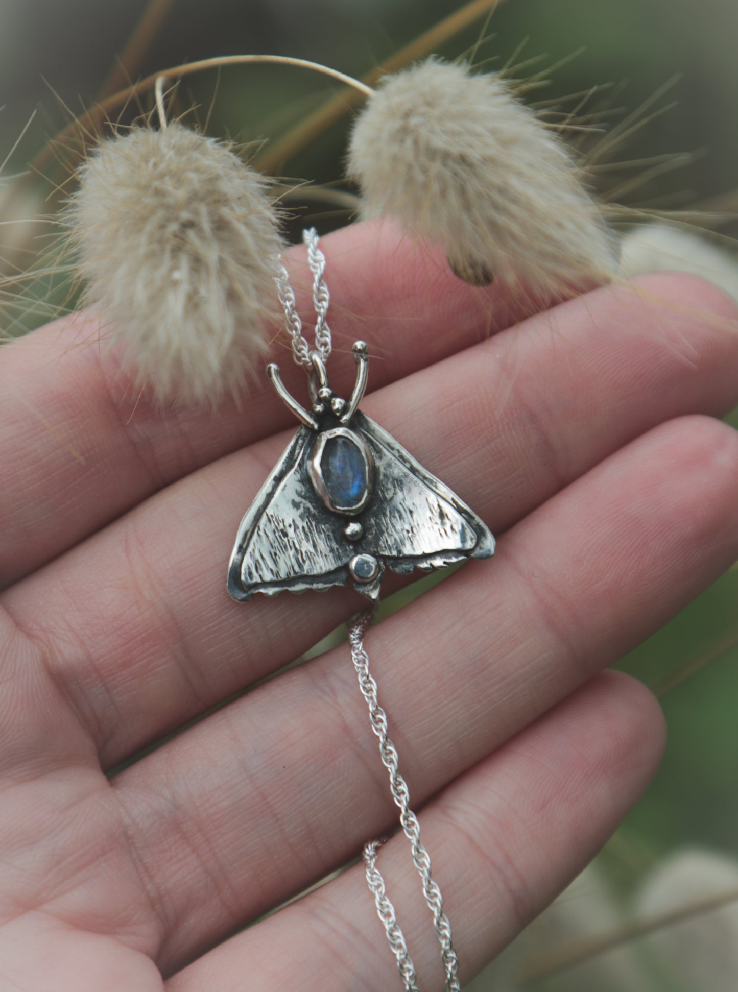 Moth necklace, with Moonstone