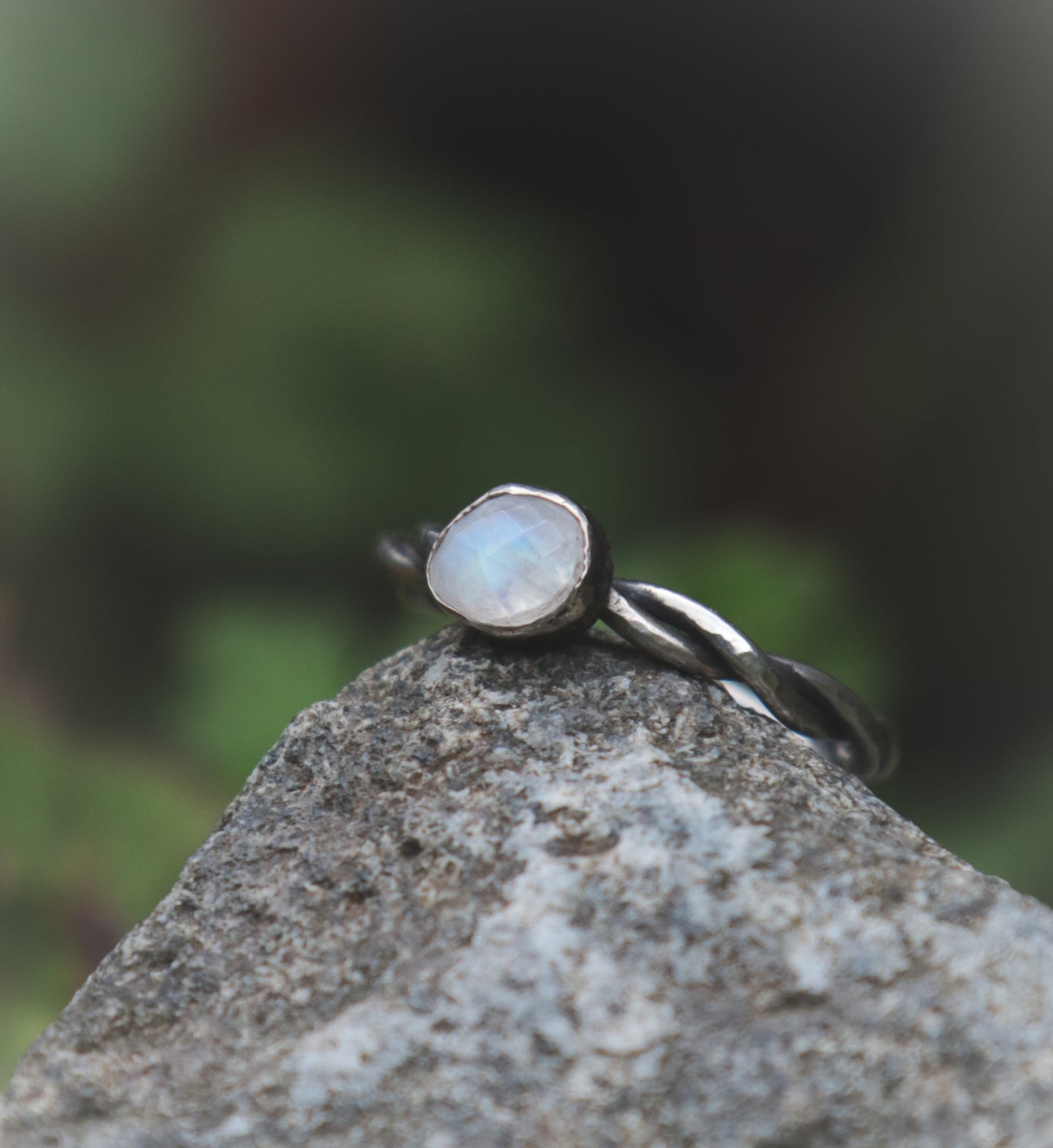 Silver Moonstone ring UK size T 1/2 - US size 10