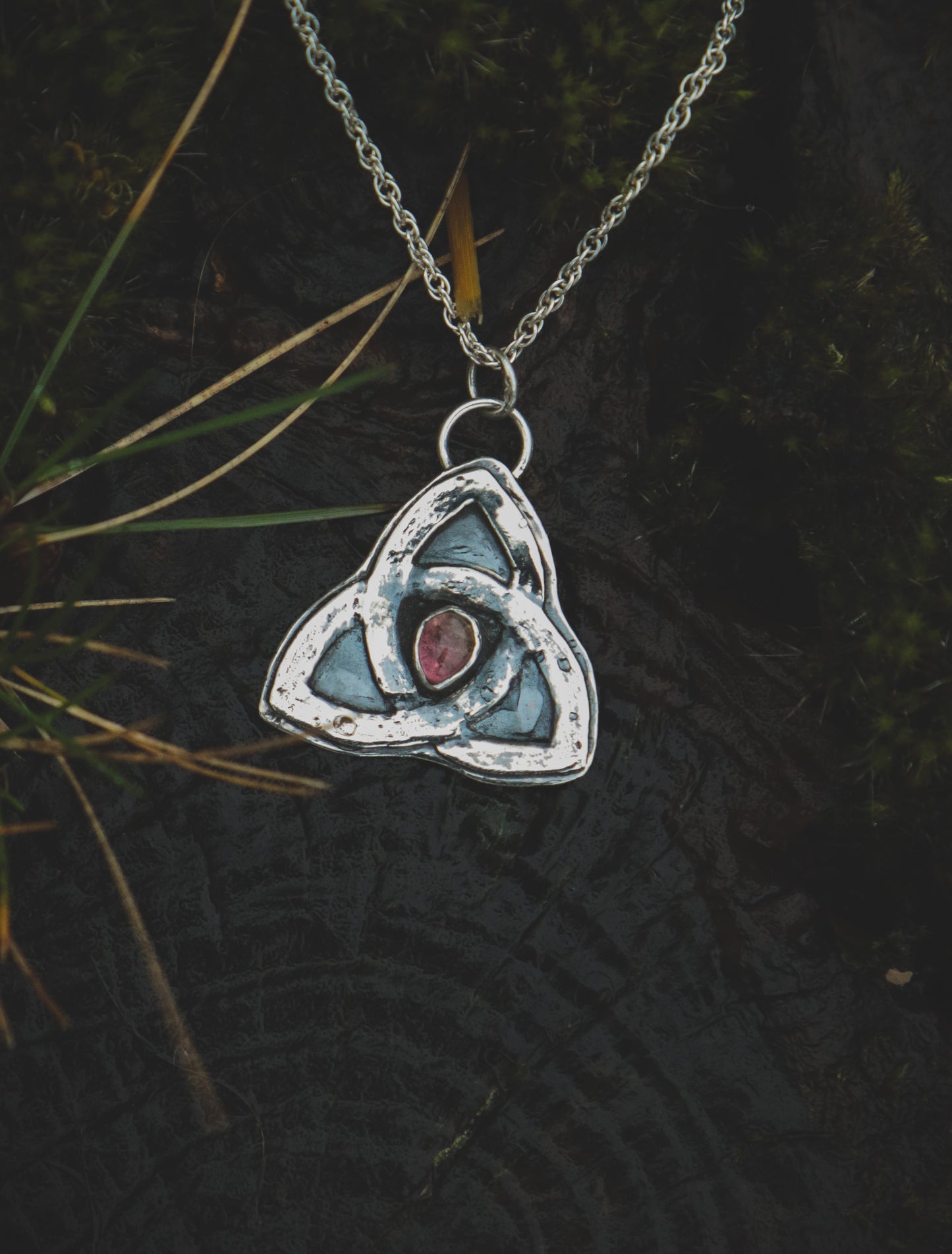 Celtic knot necklace with Tourmaline