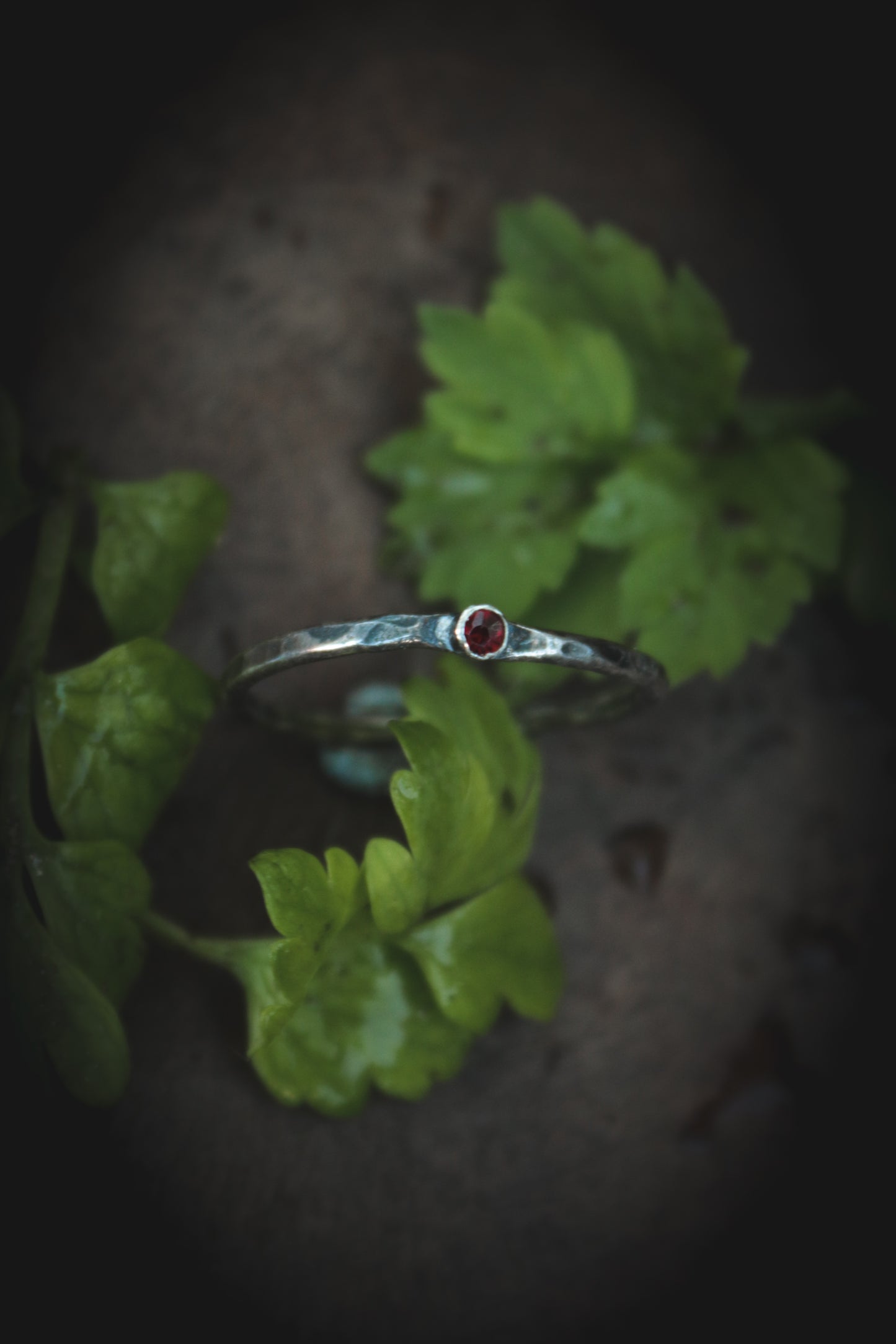 Garnet stacker ring. Various sizes.