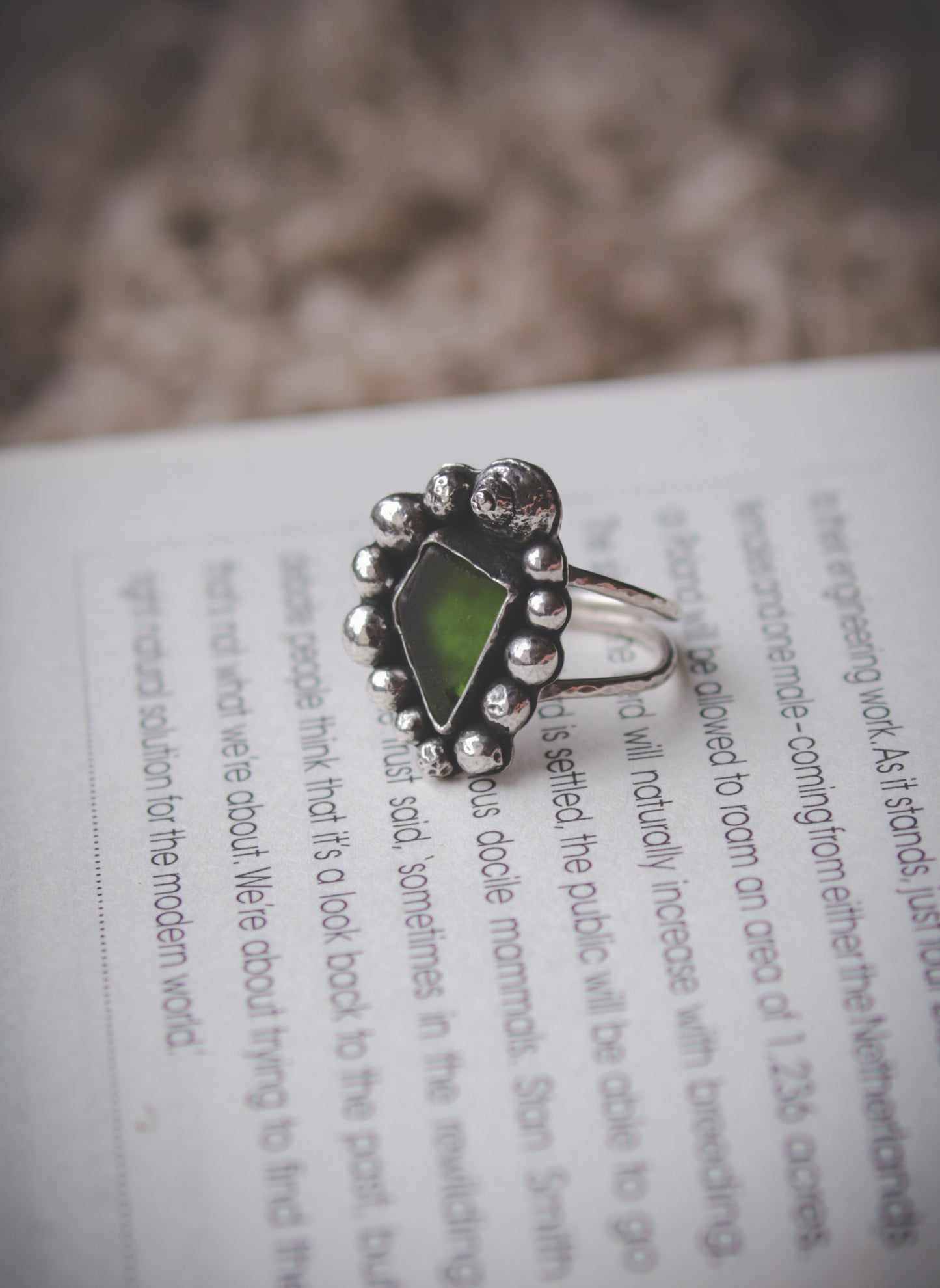 Sterling silver ring with seaglass - UK size U 1/2 - US size 10 1/2