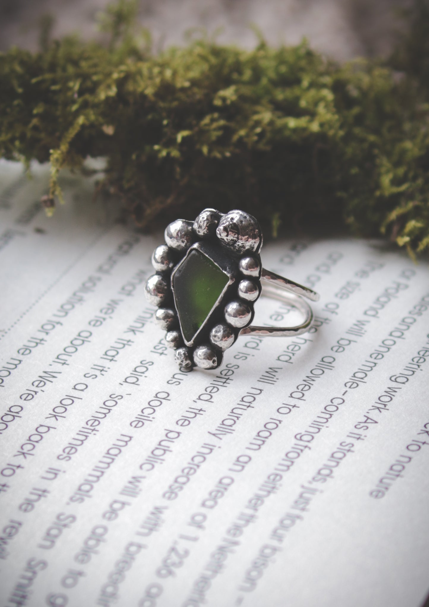 Sterling silver ring with seaglass - UK size U 1/2 - US size 10 1/2
