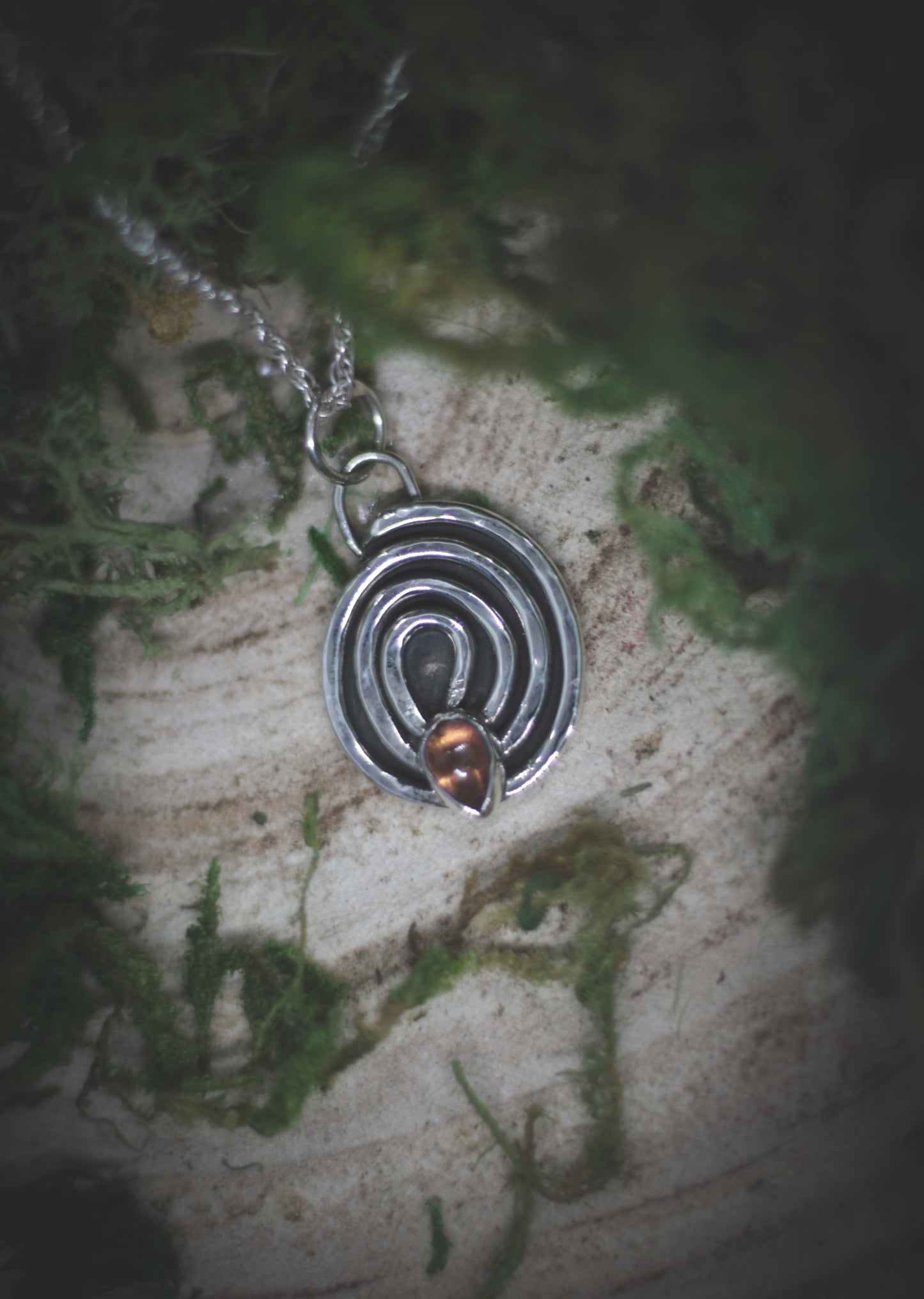 Silver Spiral necklace with Tourmaline.
