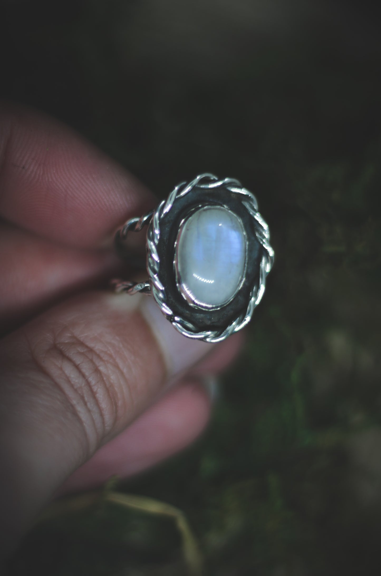 Silver Moonstone ring UK size N 1/2 - US size 7