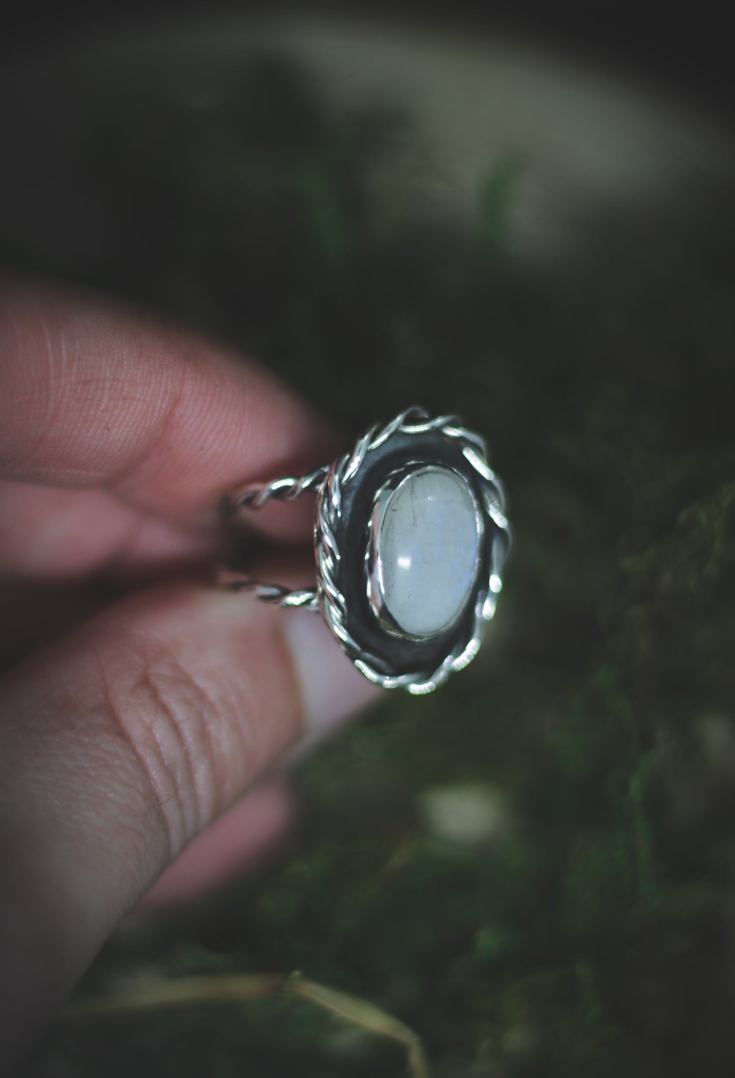 Silver Moonstone ring UK size N 1/2 - US size 7