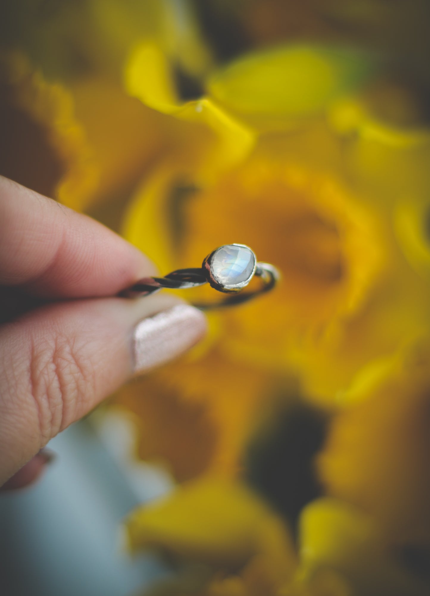 Silver Moonstone ring UK size T 1/2 - US size 10