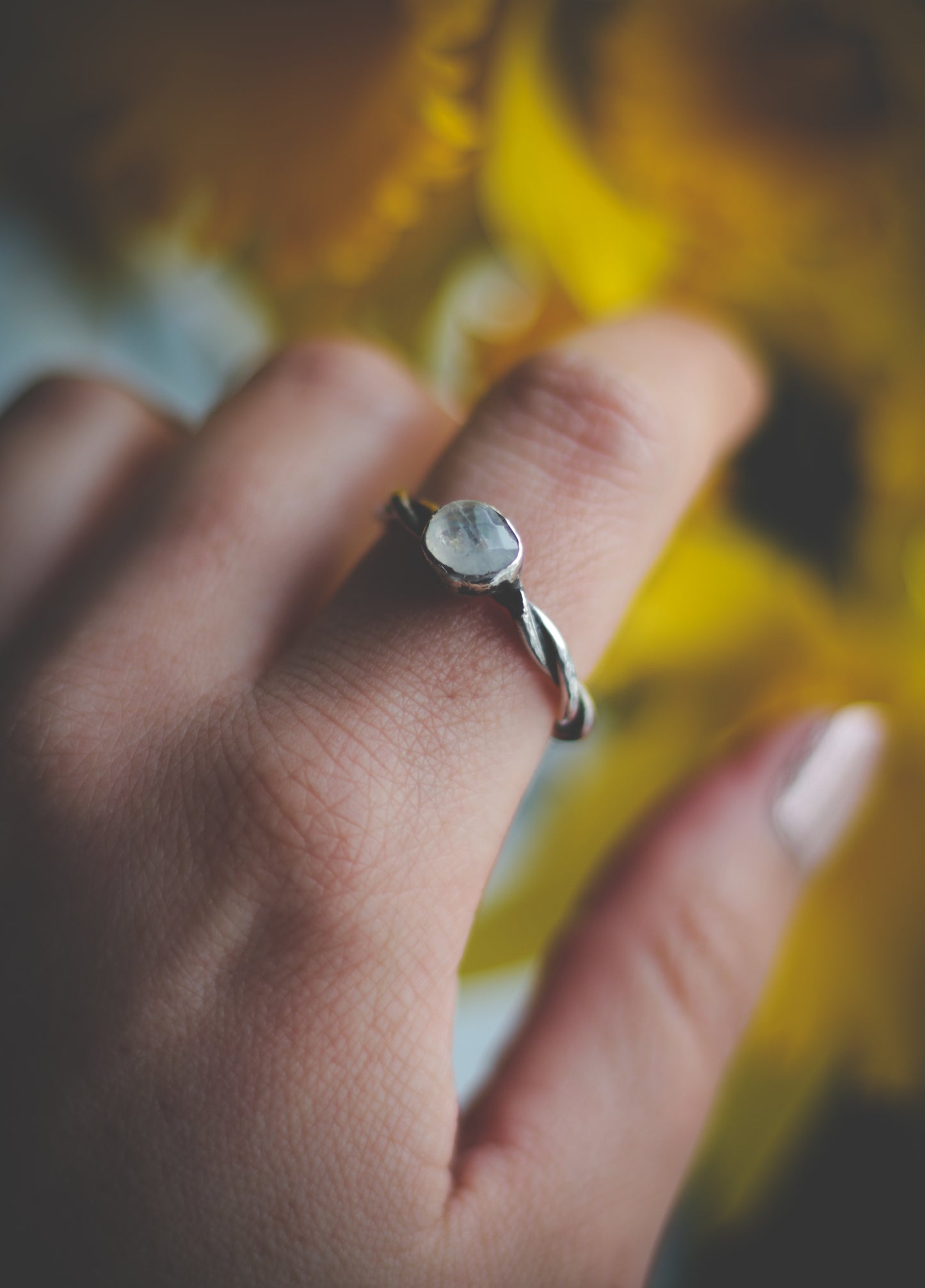 Silver Moonstone ring UK size T 1/2 - US size 10
