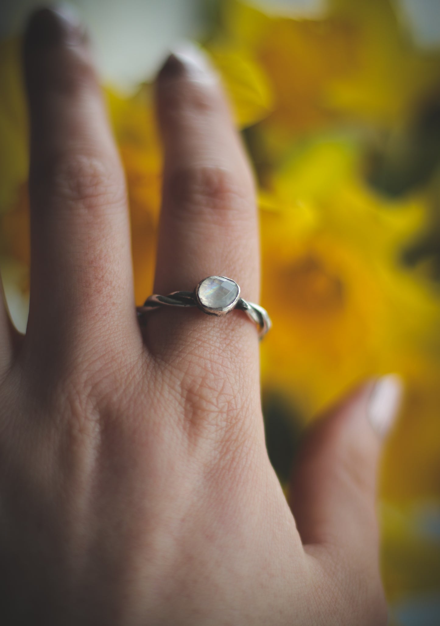 Silver Moonstone ring UK size T 1/2 - US size 10
