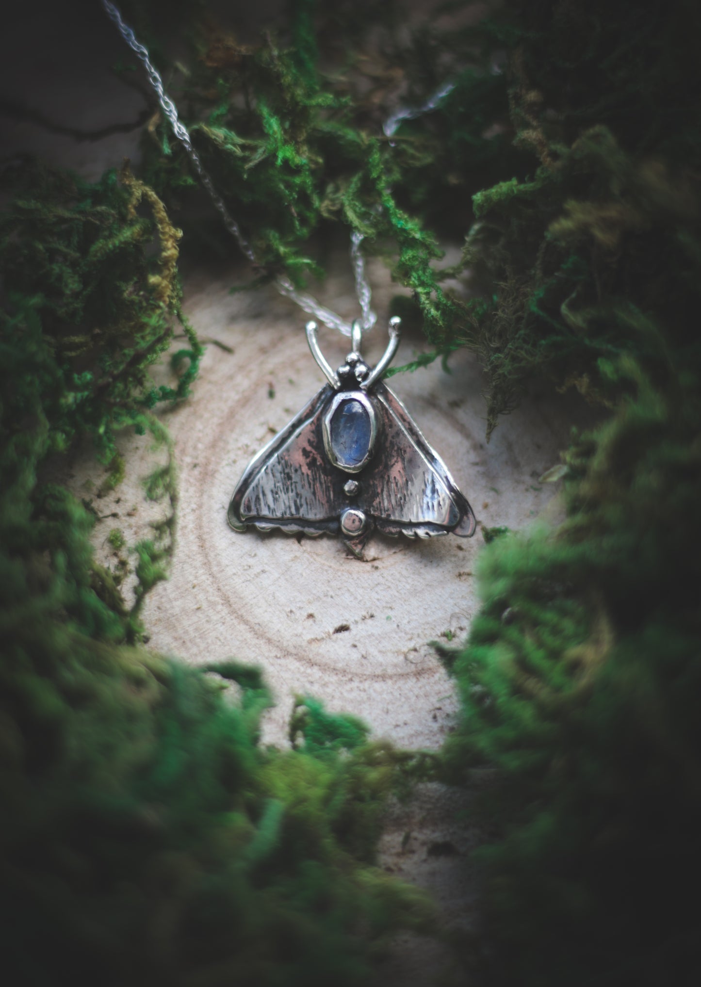 Moth necklace, with Moonstone
