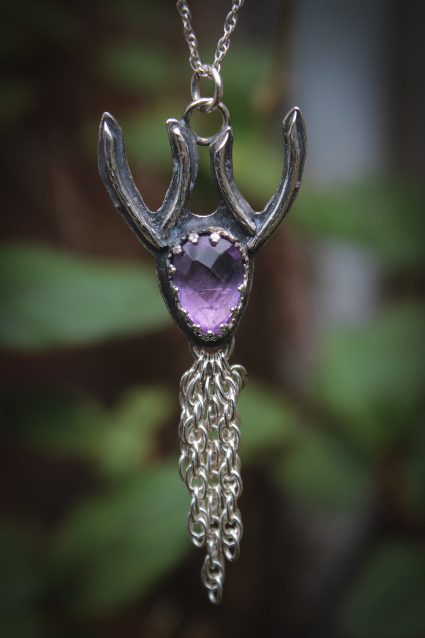 Amethyst stag necklace.