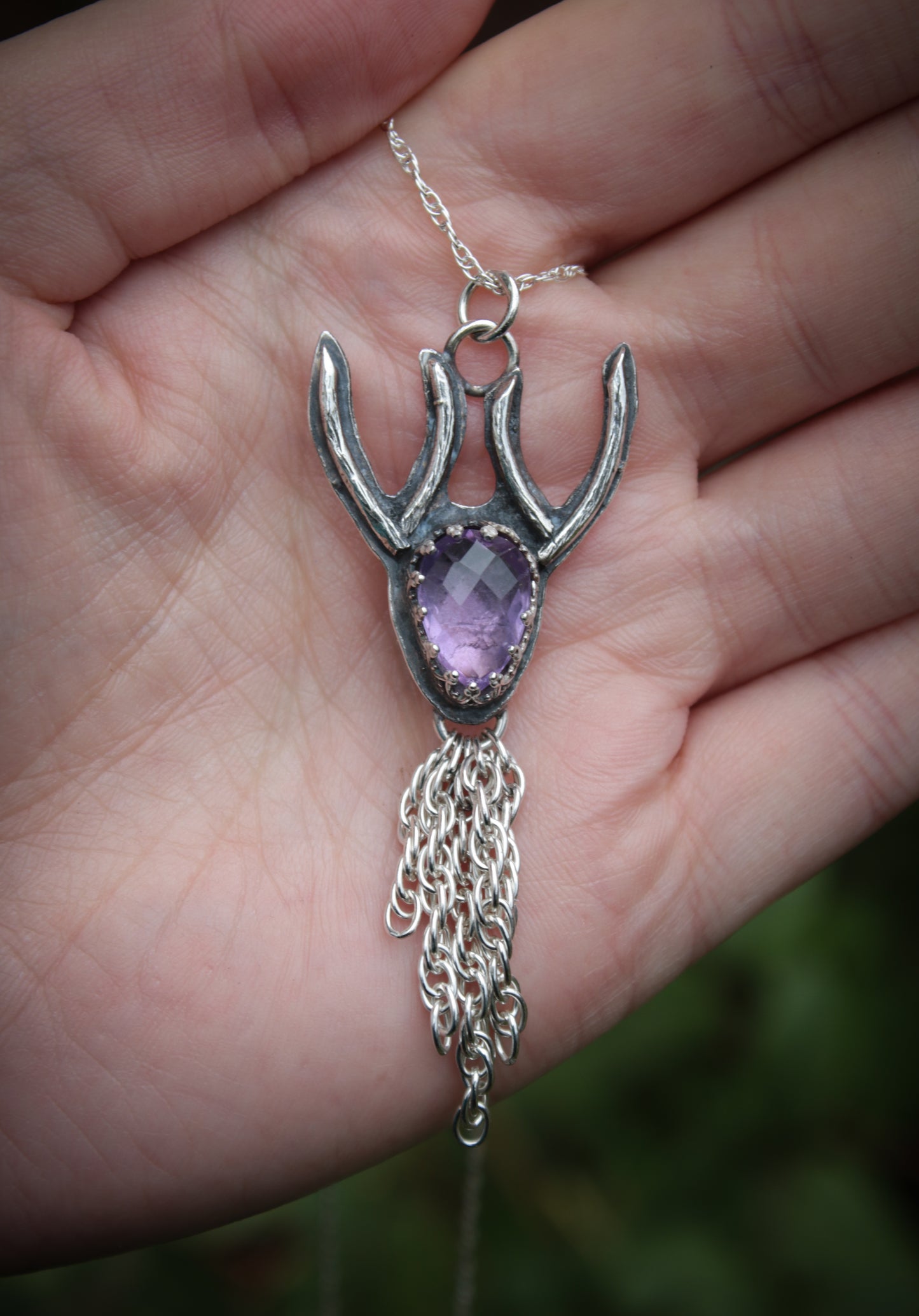 Amethyst stag necklace.