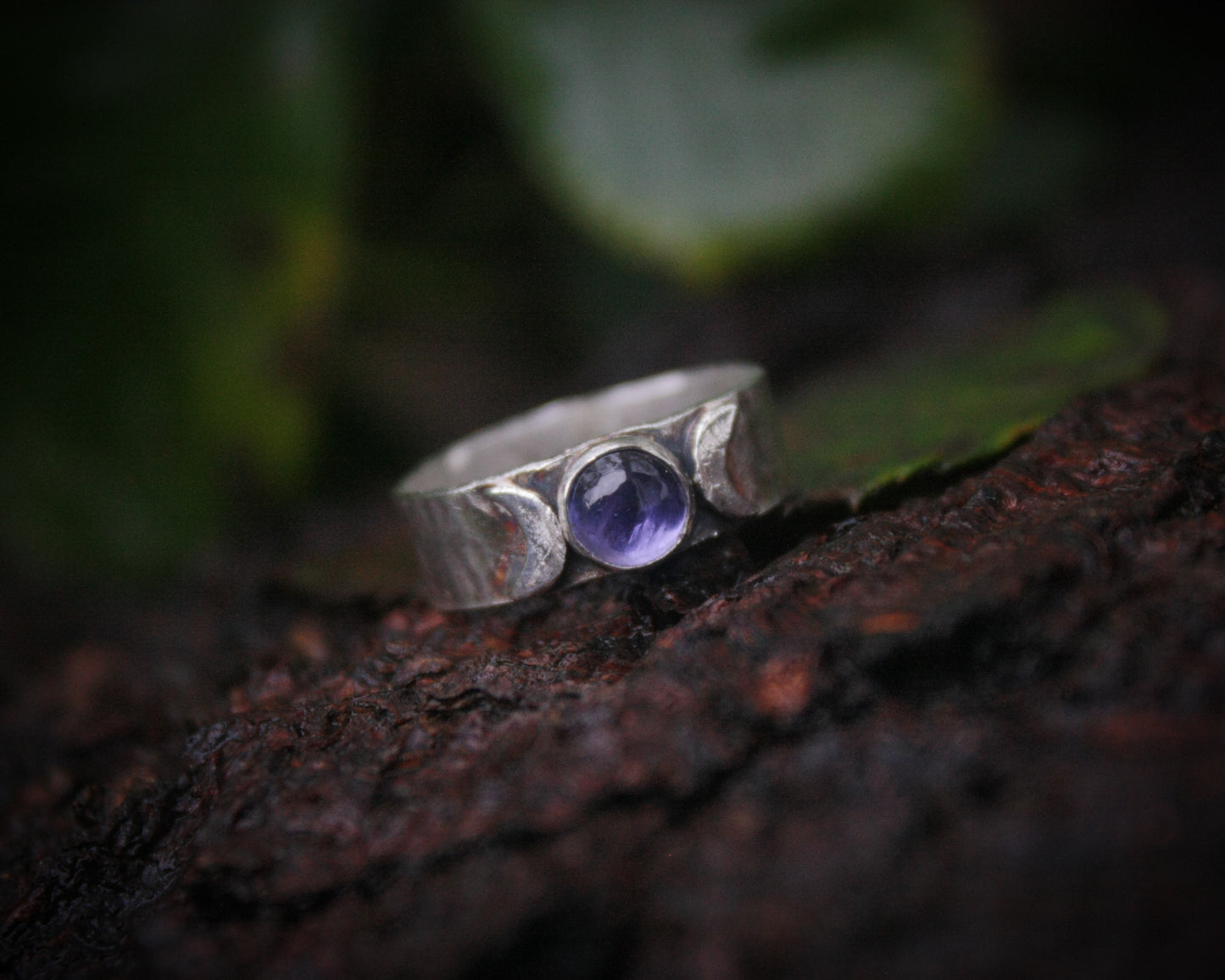 Iolite triple moon ring. Various sizes.
