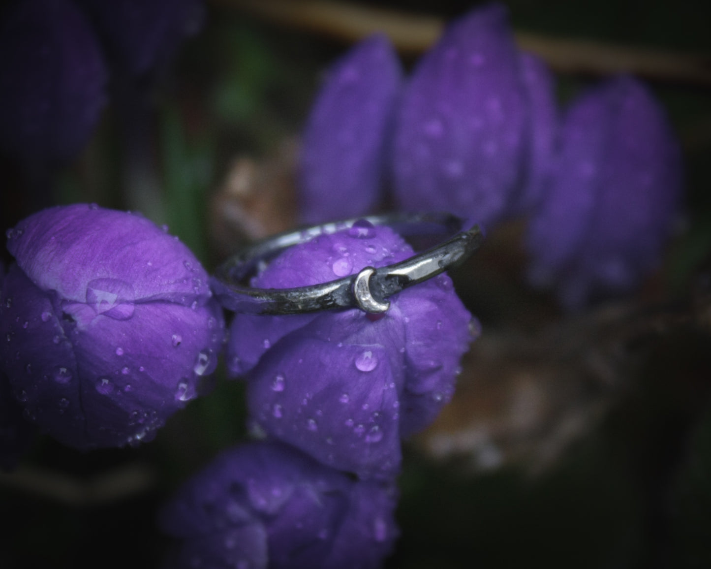 Crescent Moon ring. Various Sizes *Dark*