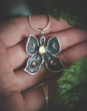 Load image into Gallery viewer, Butterfly necklace with Peridot and Tourmaline.

