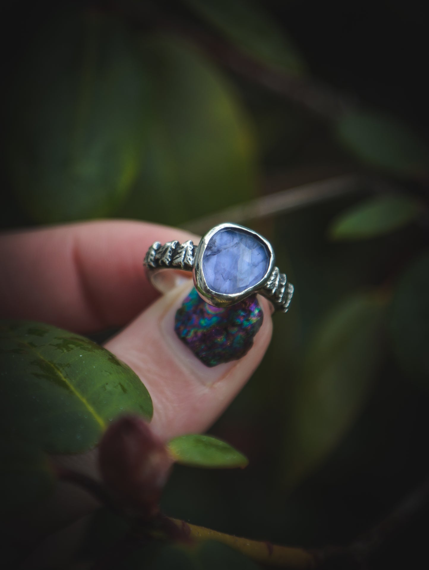 Iolite tree ring. UK size N 1/2  -US 7