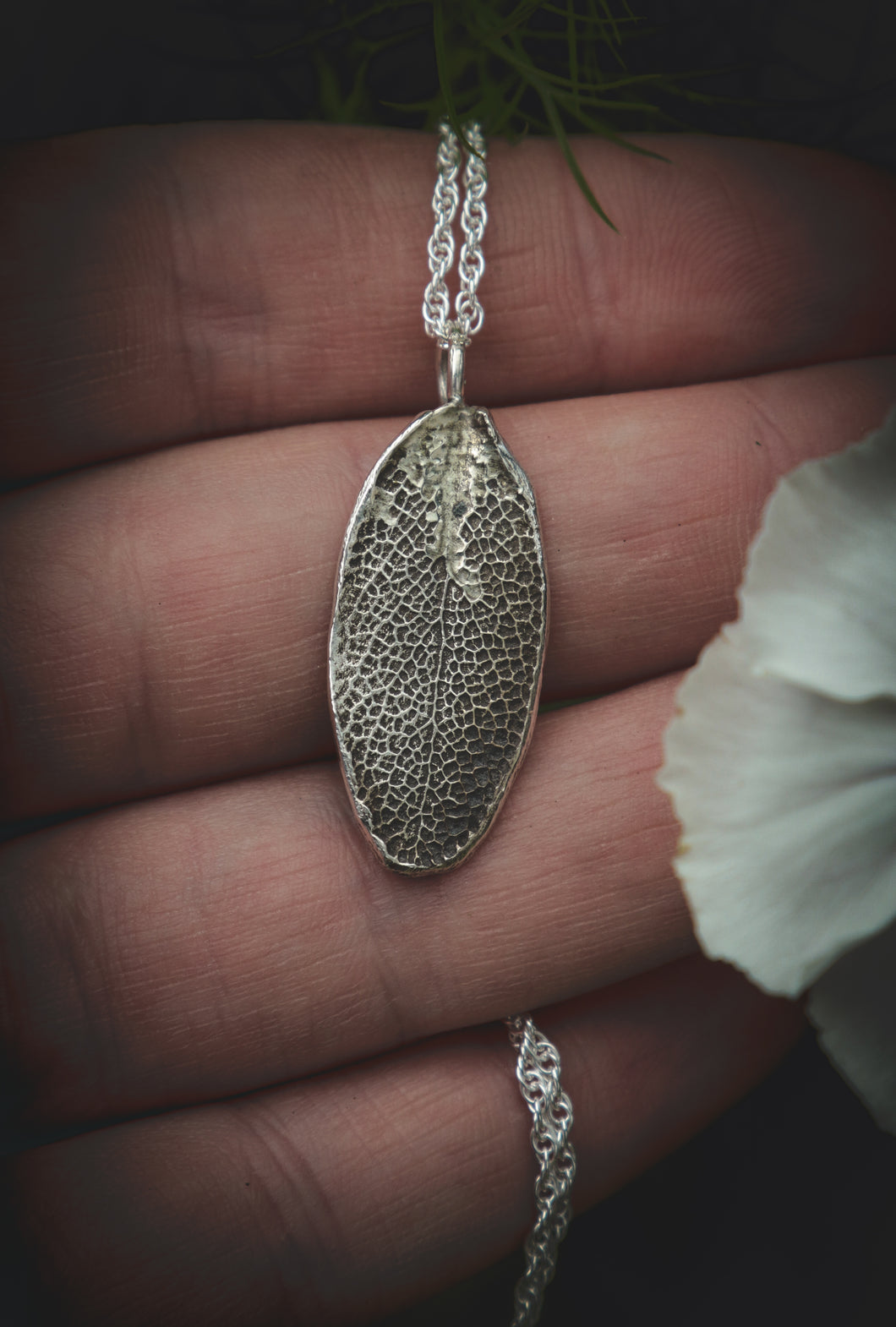 Sage leaf necklace