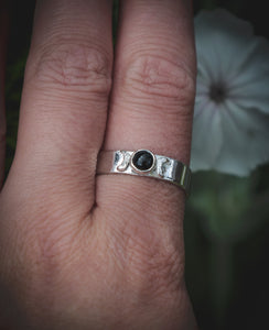 Black Onyx Triple moon ring. Various Sizes.