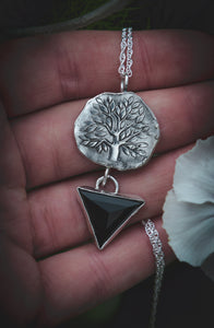 Tree of life necklace with Black Onyx