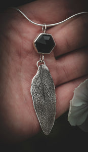 Sage Leaf necklace with Black Onyx II