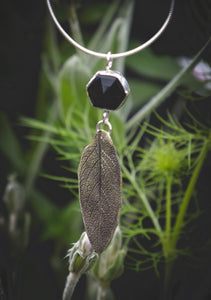 Sage Leaf necklace with Black Onyx II