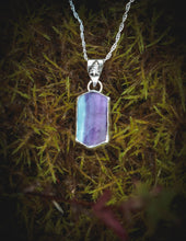 Load image into Gallery viewer, Fluorite/Mother of Pearl doublet necklace.
