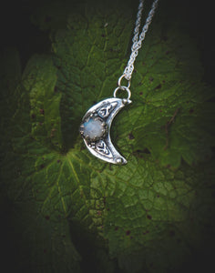 Moonstone moon necklace