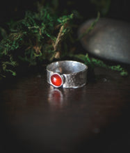 Load image into Gallery viewer, Silver band ring with Carnelian  (Various sizes)
